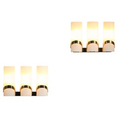 Pair of Italian three opaline and brass sconces from the 70's