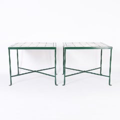 Pair of Italian Tile Top Tables with Palm Trees