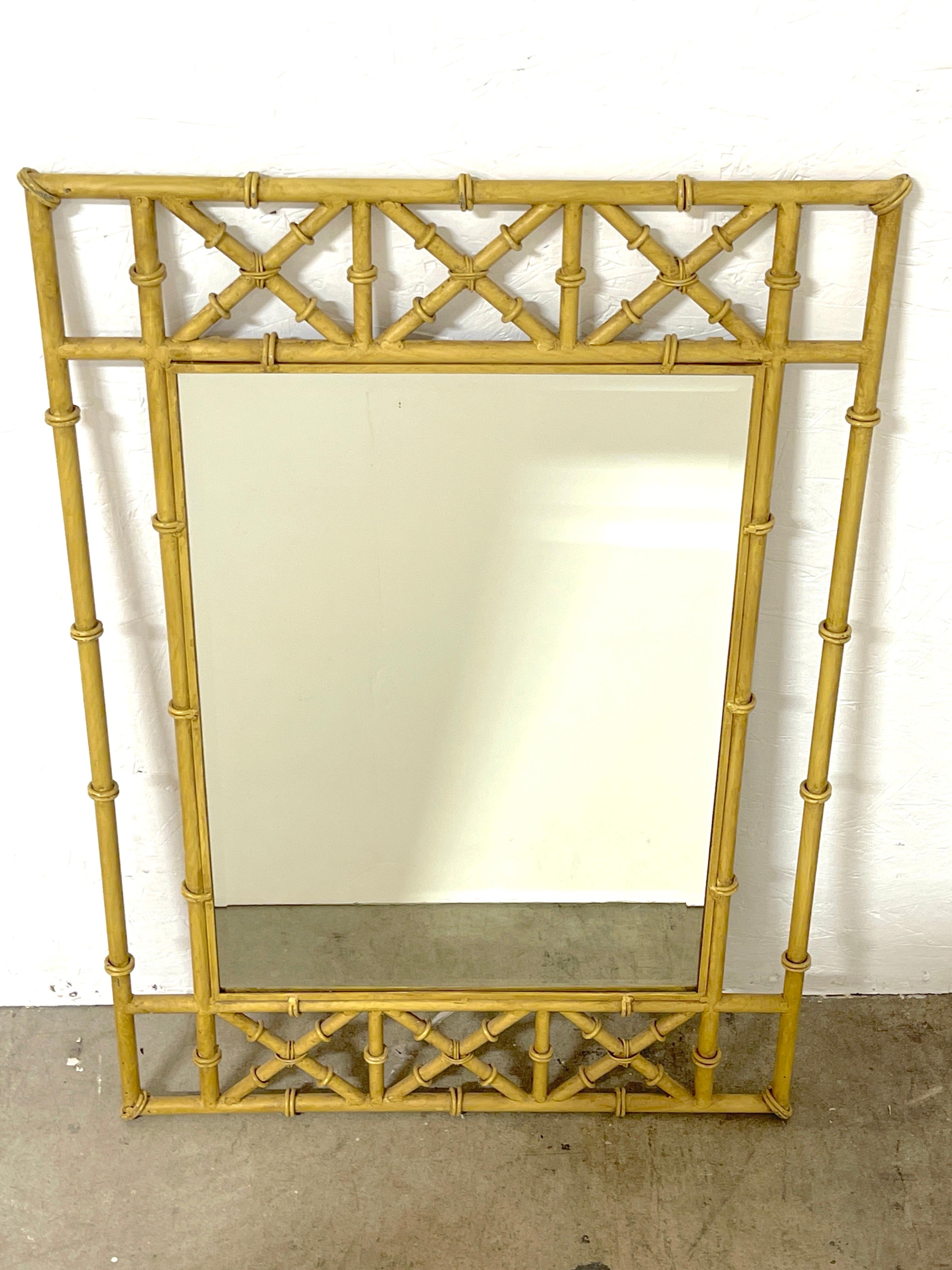 Pair of Italian Tole Faux Bamboo Mirrors  For Sale 4