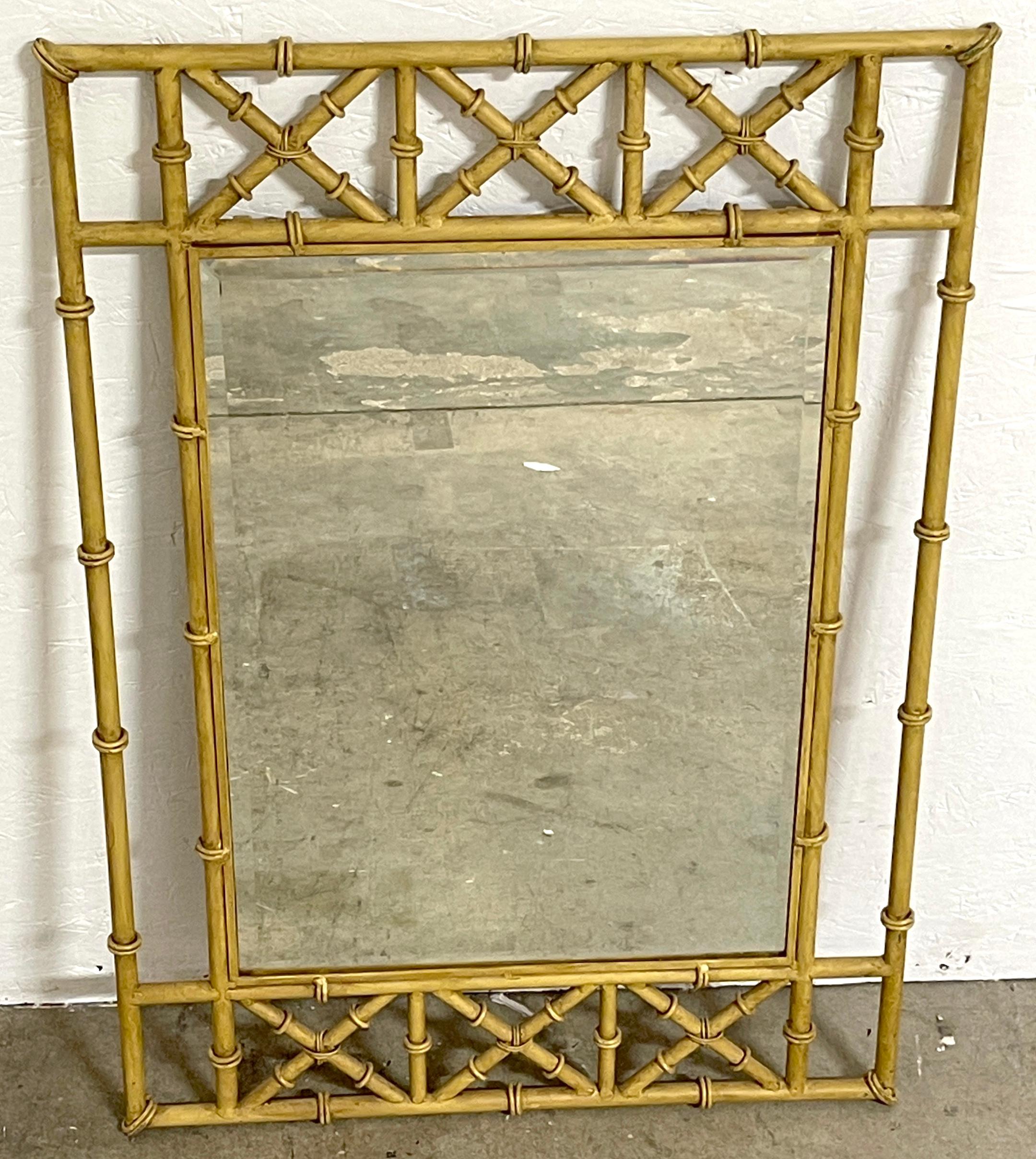 Pair of Italian Tole Faux Bamboo Mirrors  For Sale 6