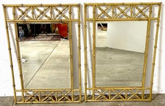Pair of Italian Tole Faux Bamboo Mirrors