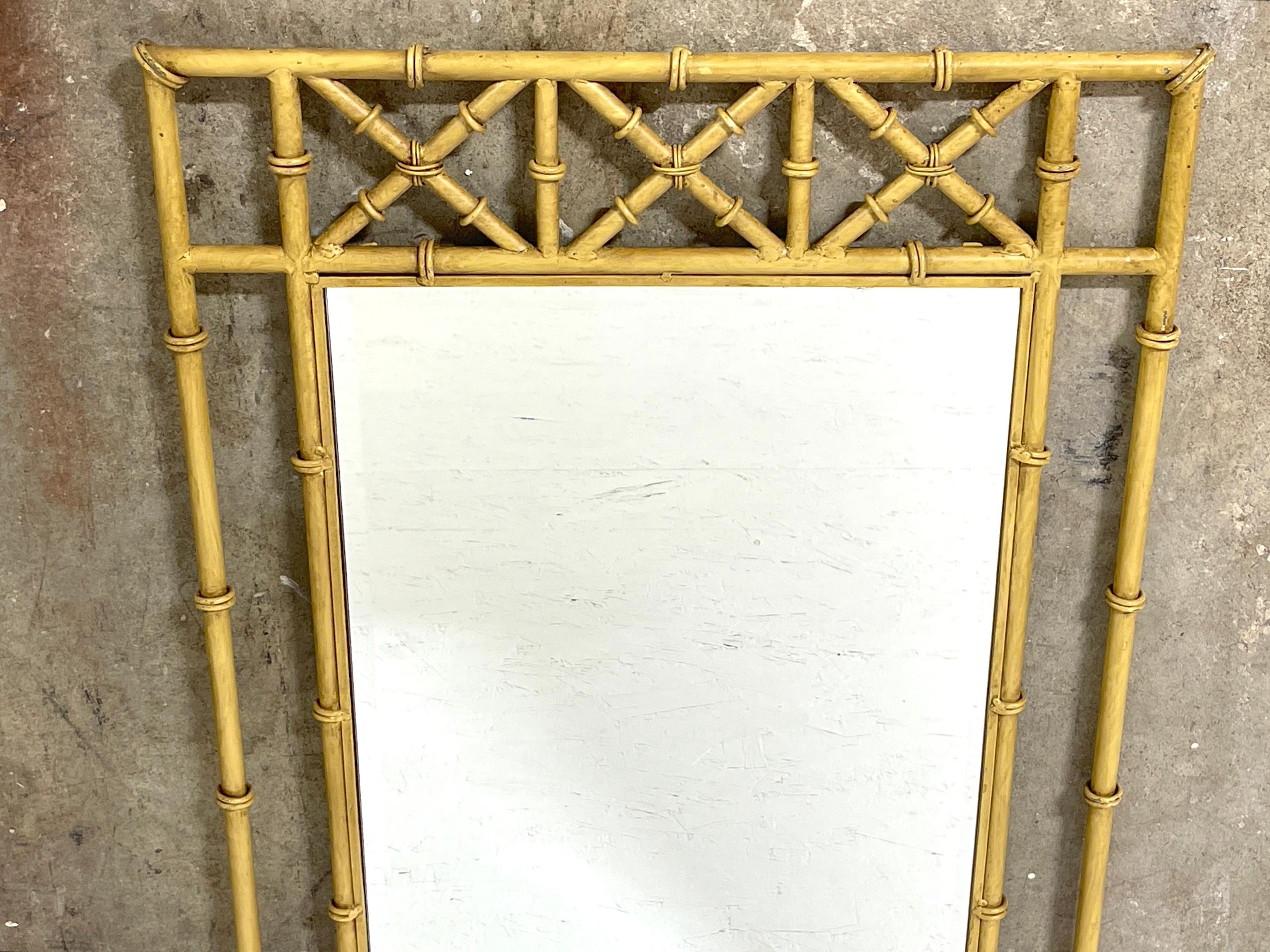 20th Century Pair of Italian Tole Faux Bamboo Mirrors  For Sale