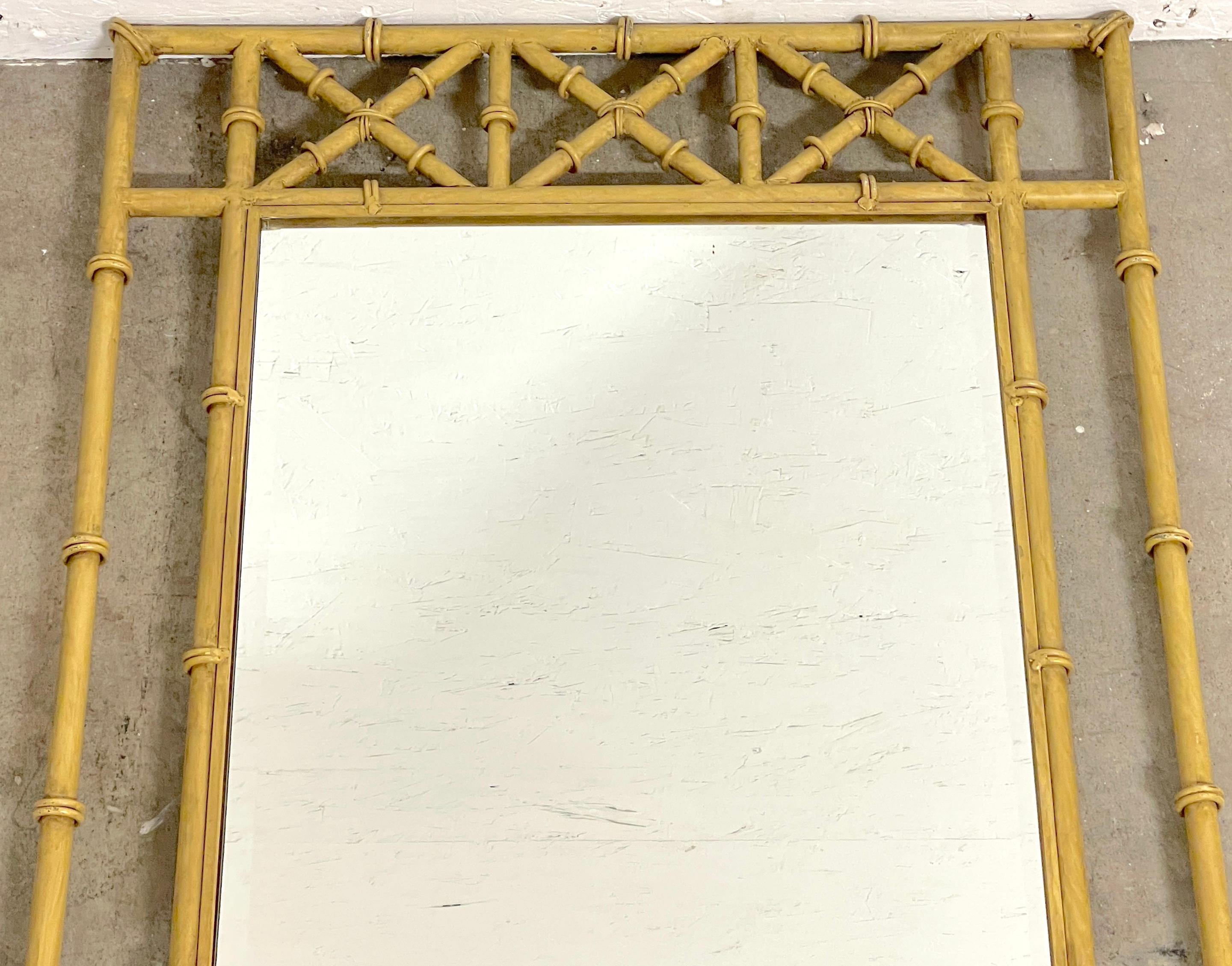 Pair of Italian Tole Faux Bamboo Mirrors  For Sale 1