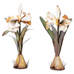 Pair of Italian Tole Flower Garnitures