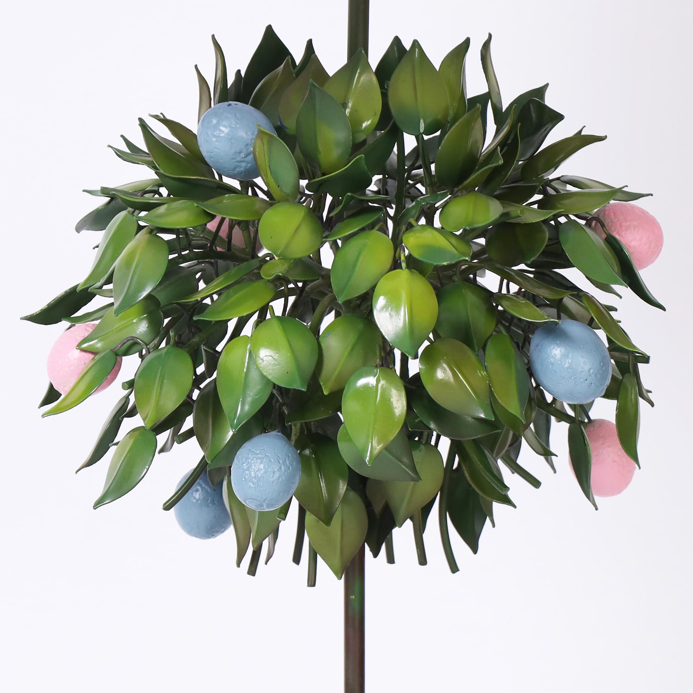 Pair of Italian Tole Fruit Tree Table Lamps In Good Condition For Sale In Palm Beach, FL