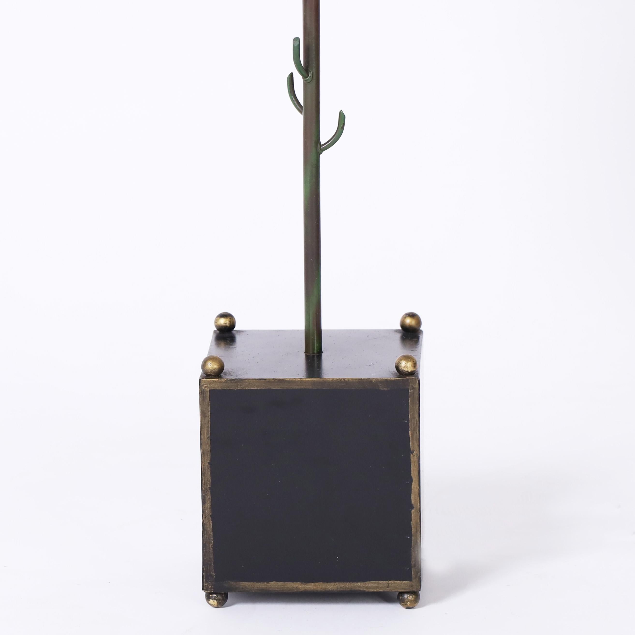 Metal Pair of Italian Tole Fruit Tree Table Lamps For Sale