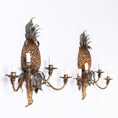 Pair of Italian Tole Pineapple Wall Sconces