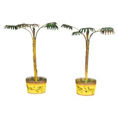 Vintage Pair Of Italian Toleware Palm Trees