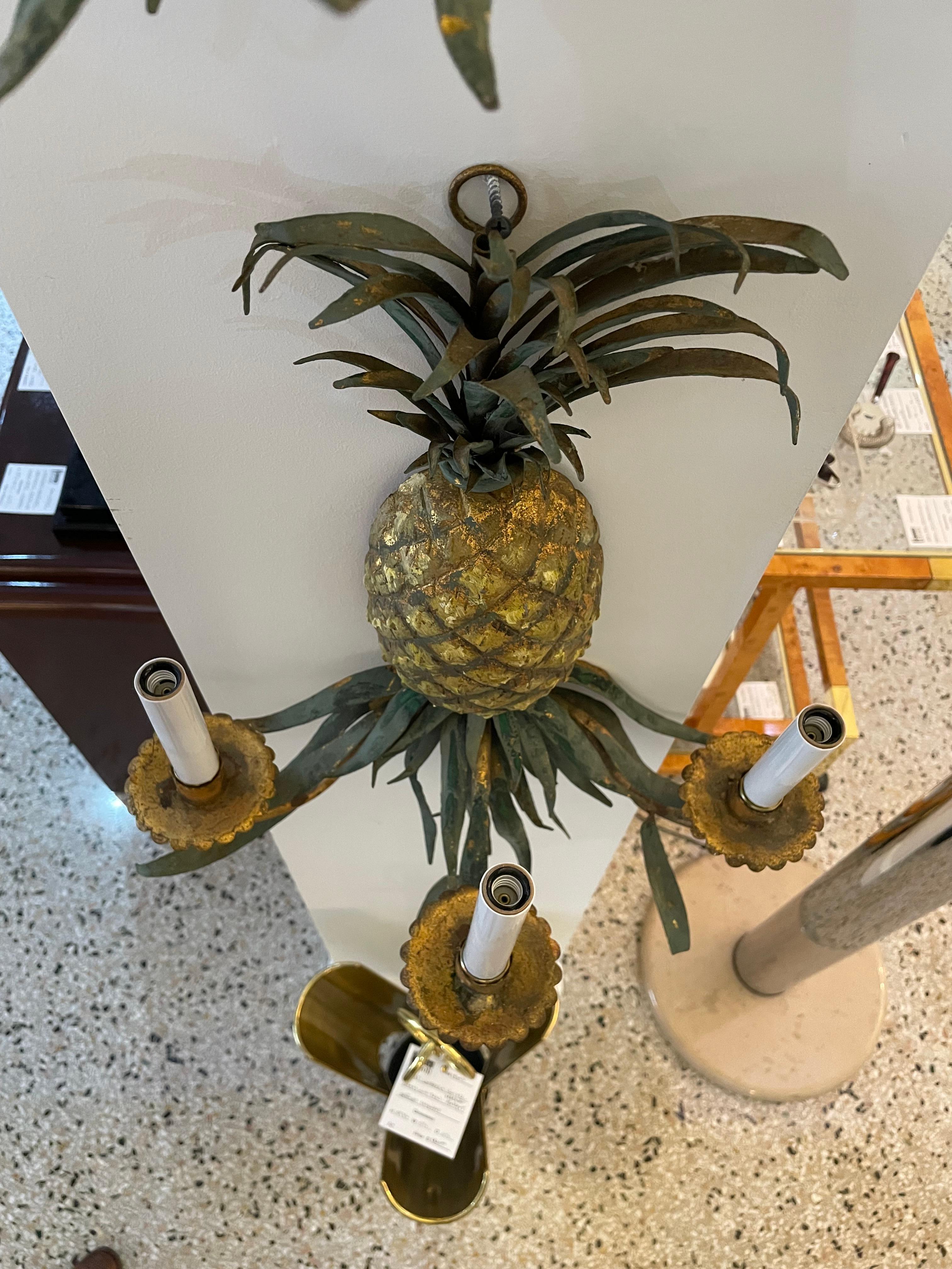 Pair of Italian Toleware Pineapple Sconces For Sale 8