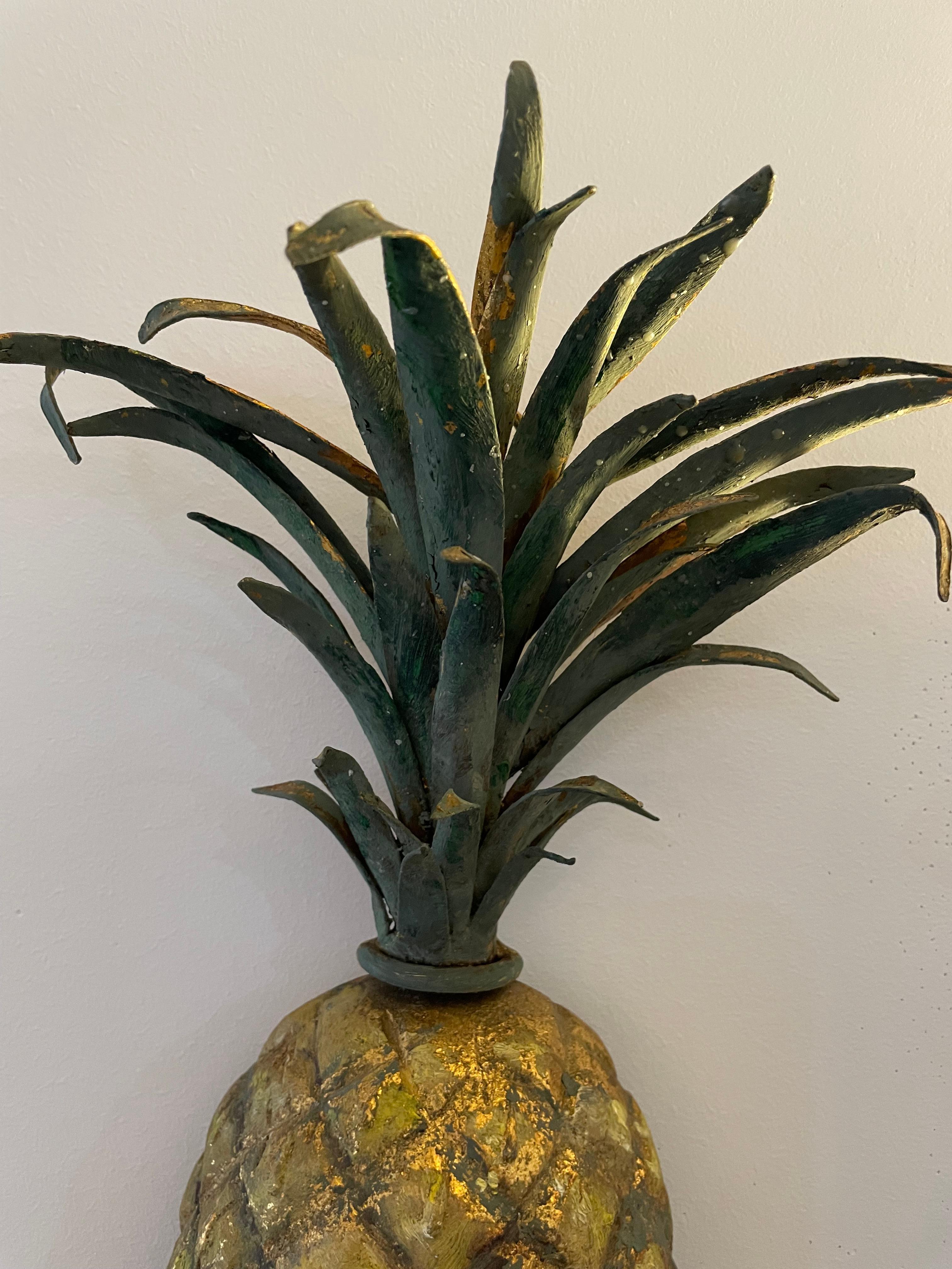 Pair of Italian Toleware Pineapple Sconces For Sale 9