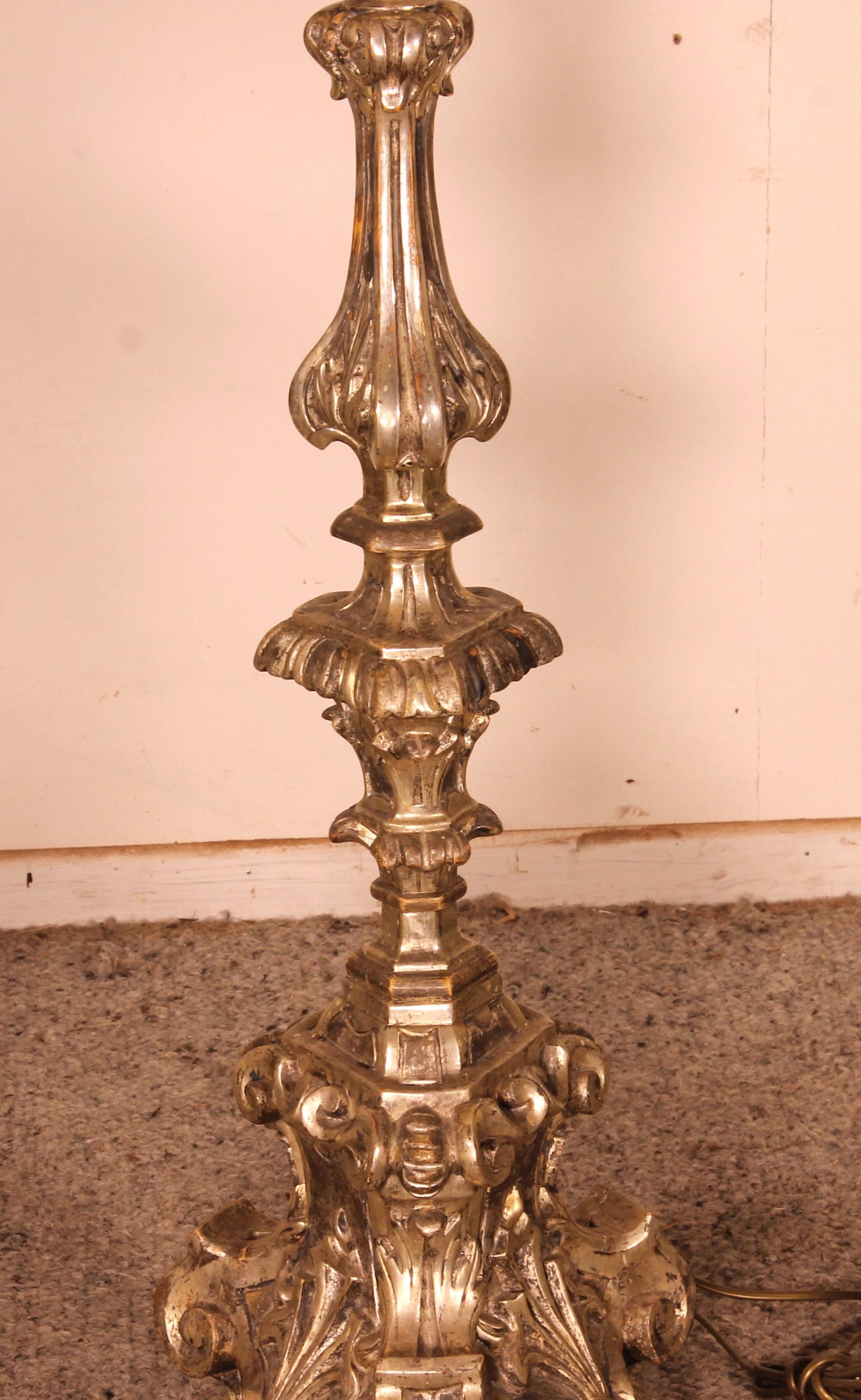 Pair of Italian Torcheres in Silver Wood Early 19th Century For Sale 2