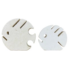 Pair of Italian Travertine fish sculptures by Fratelli Mannelli