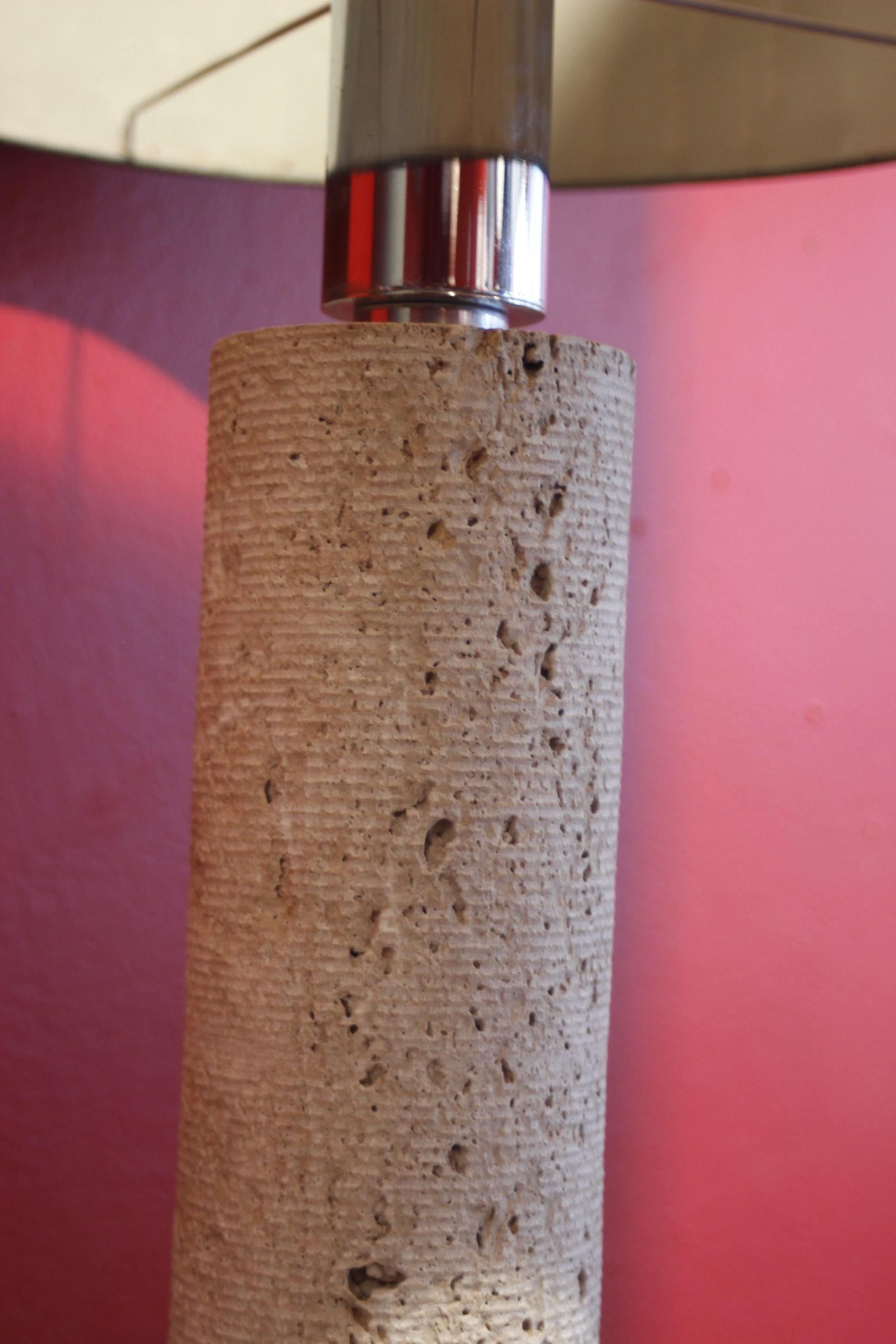 Pair of Italian travertine lamps by ce va study Firenze, 1970s For Sale 2