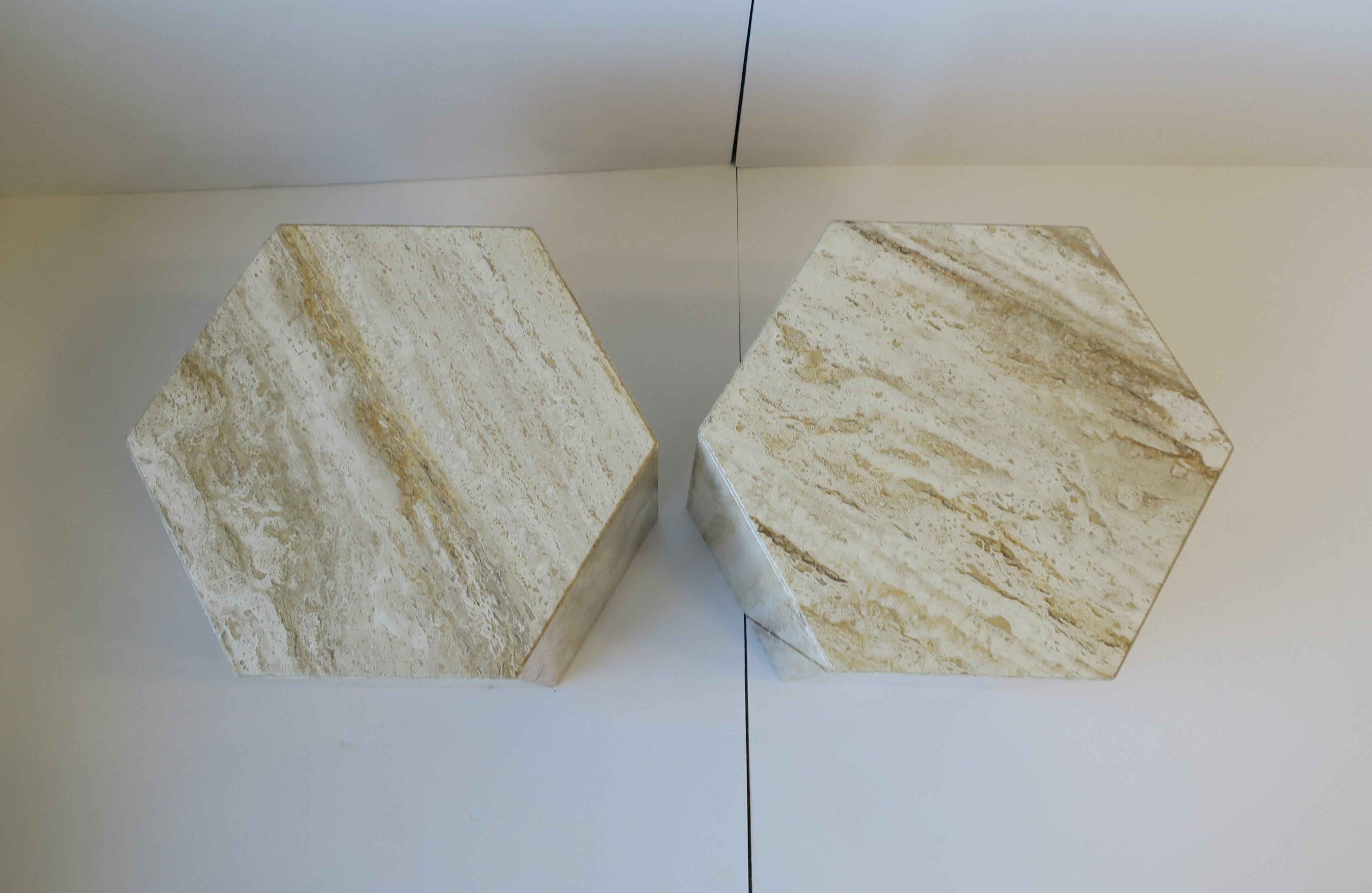 Italian 70s Modern Travertine Marble Side Tables 9