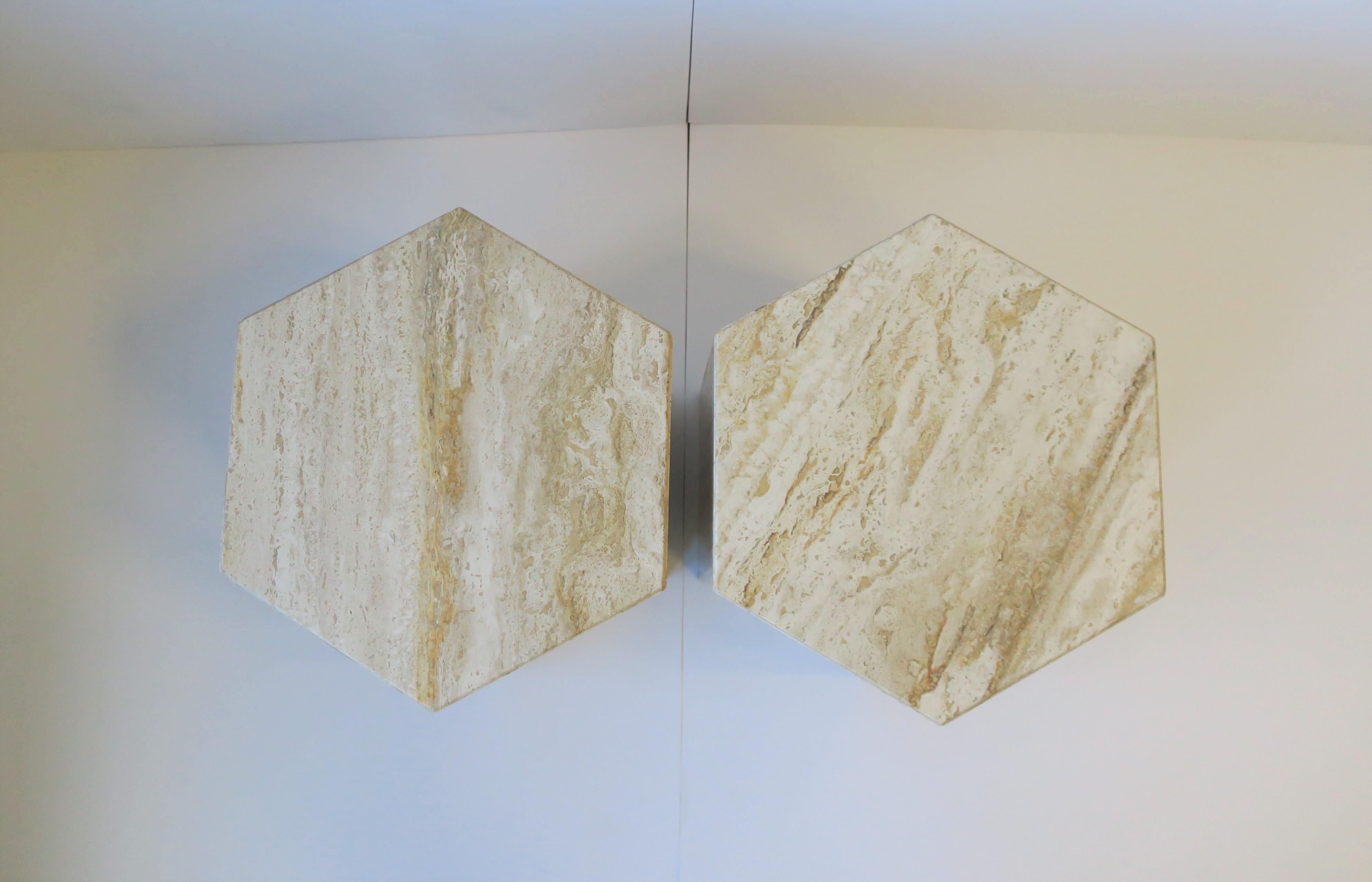 Italian 70s Modern Travertine Marble Side Tables 10
