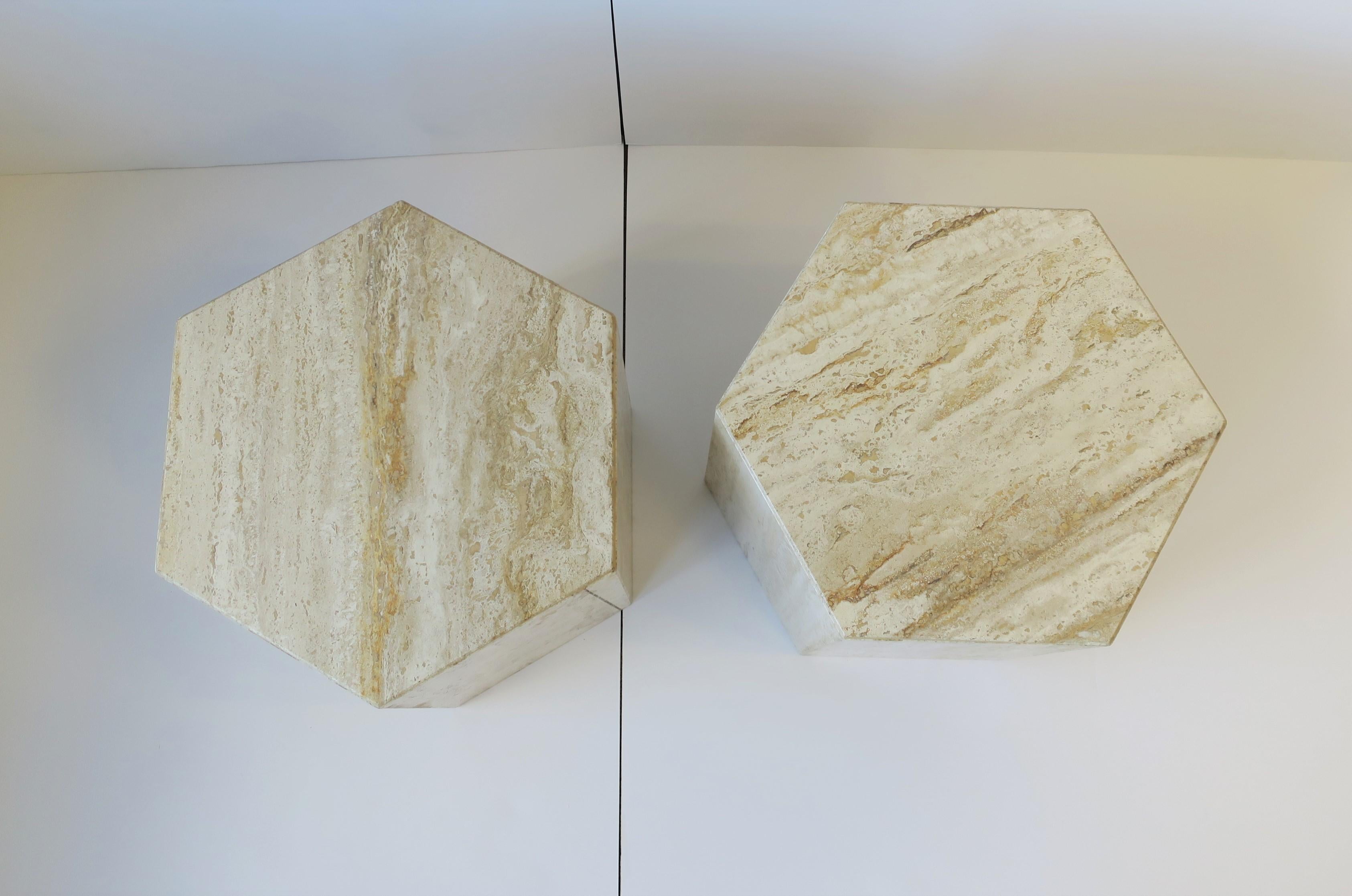 Italian 70s Modern Travertine Marble Side Tables 11