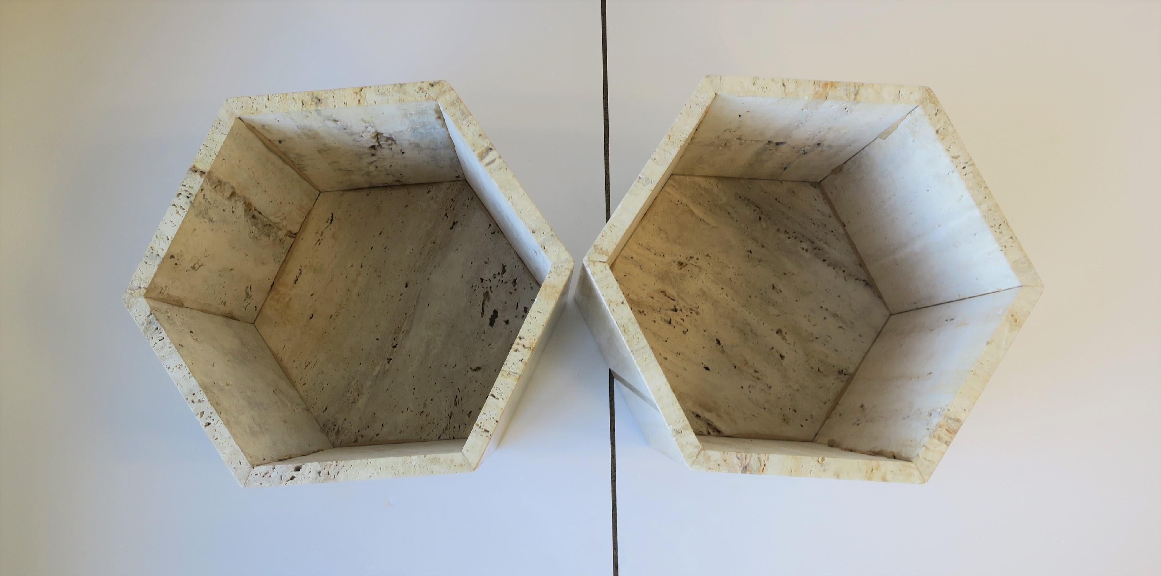 Italian 70s Modern Travertine Marble Side Tables 12