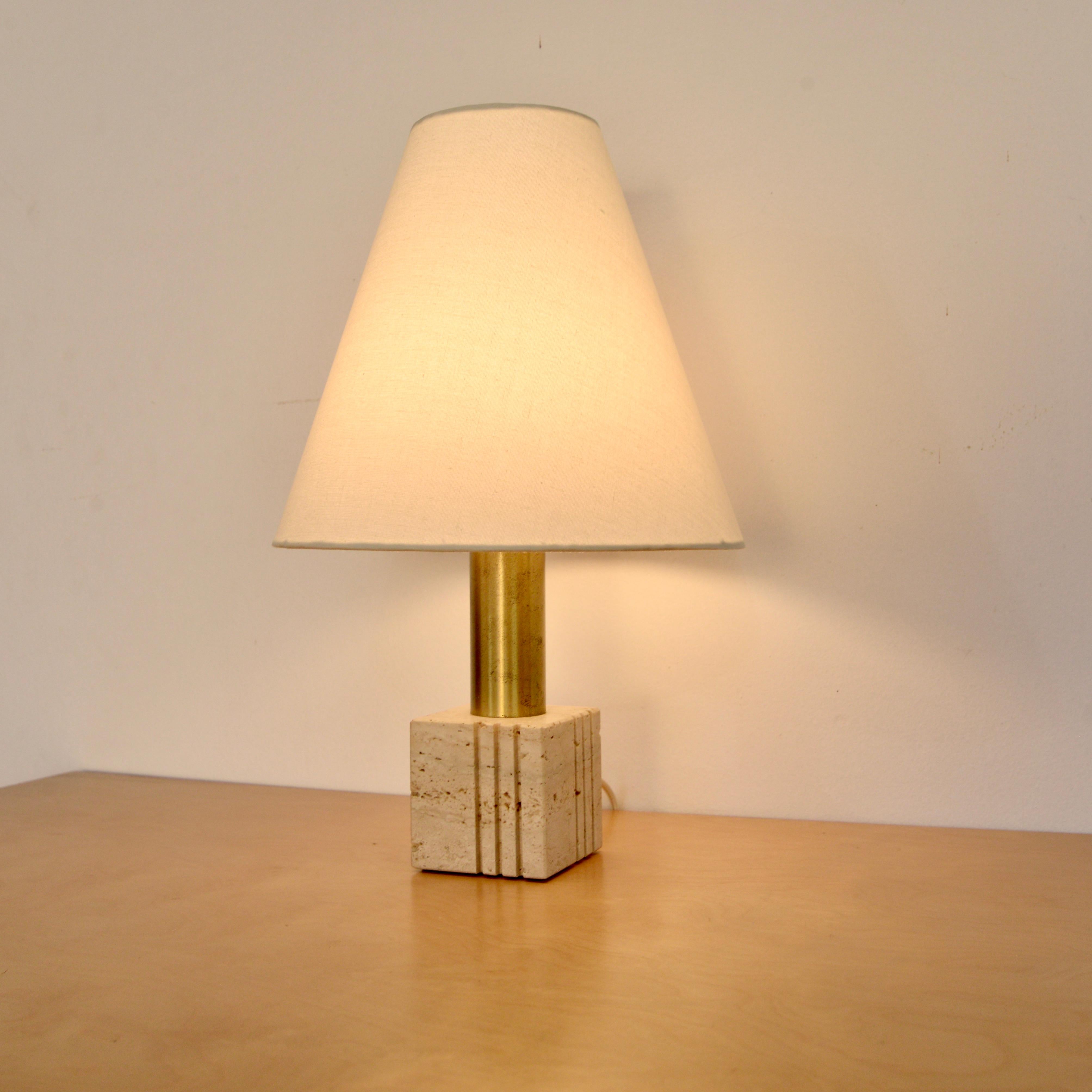 Pair of Italian Travertine Table Lamps 3