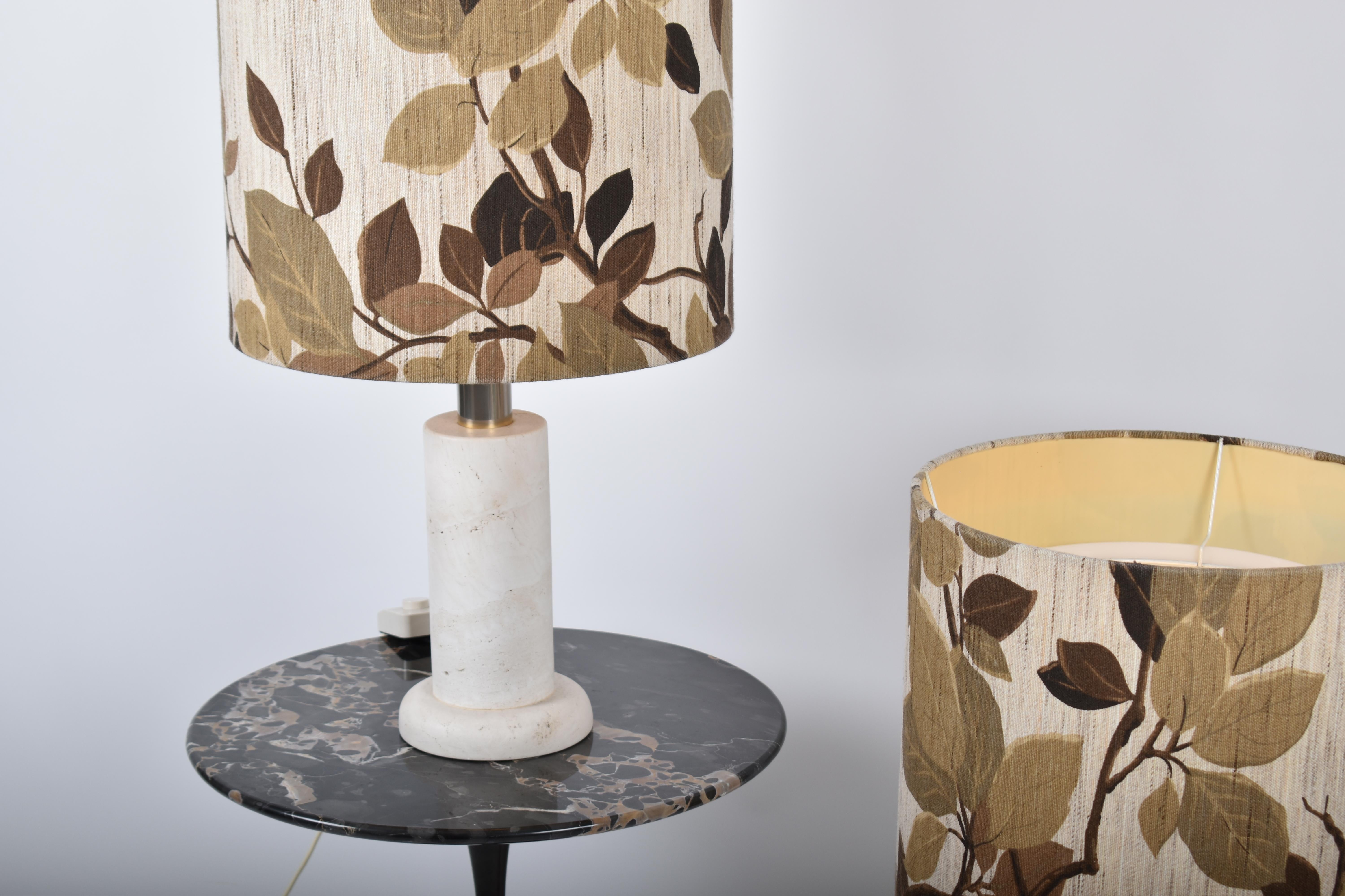 Polished Pair of Italian Travertine Table Lamps, Italy, 1970