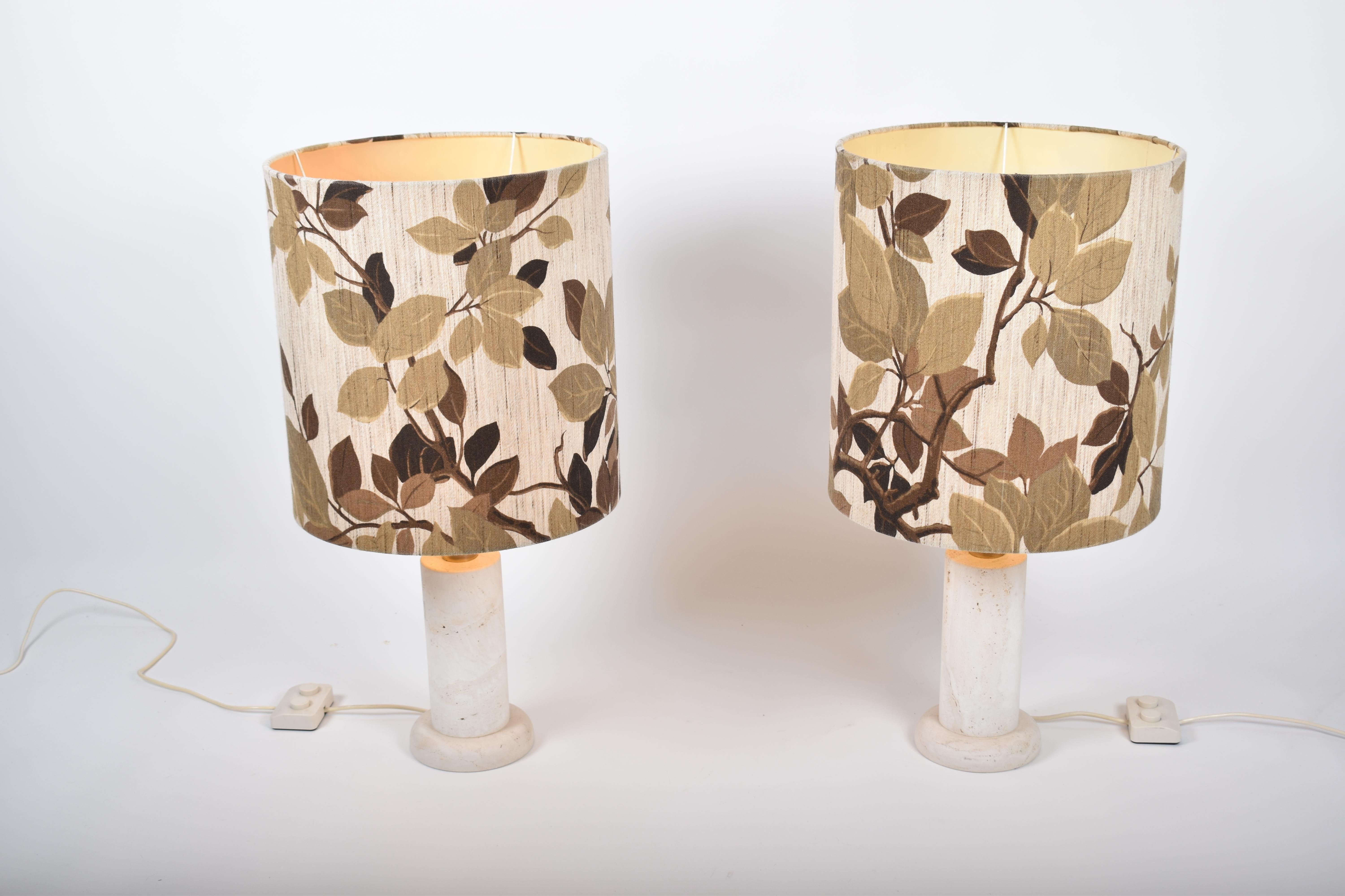 Pair of Italian Travertine Table Lamps, Italy, 1970 In Good Condition In Le Grand-Saconnex, CH