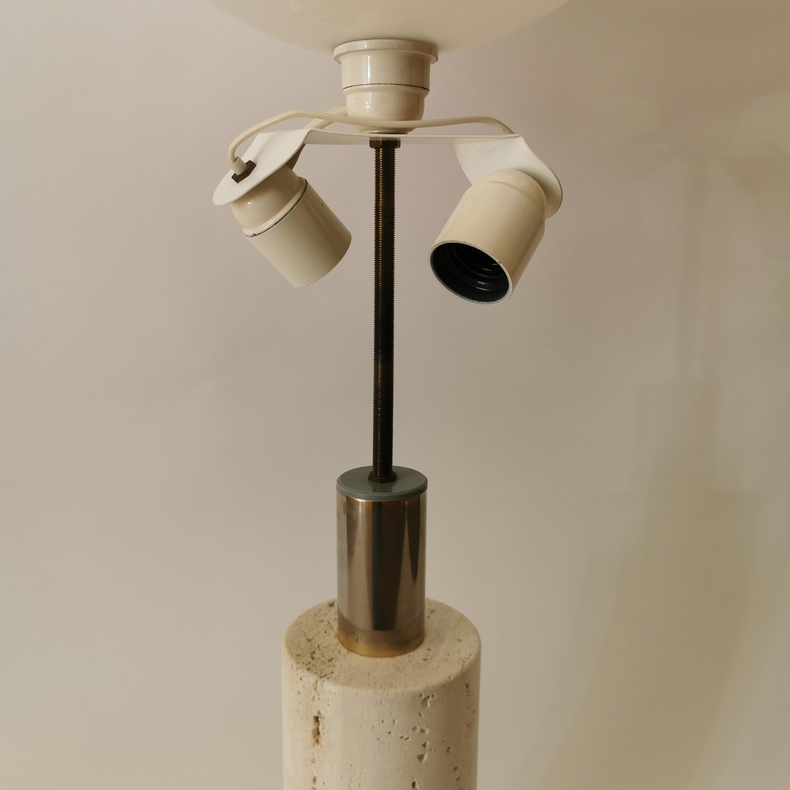 Pair of Italian Travertine Table Lamps, Italy, 1970 1