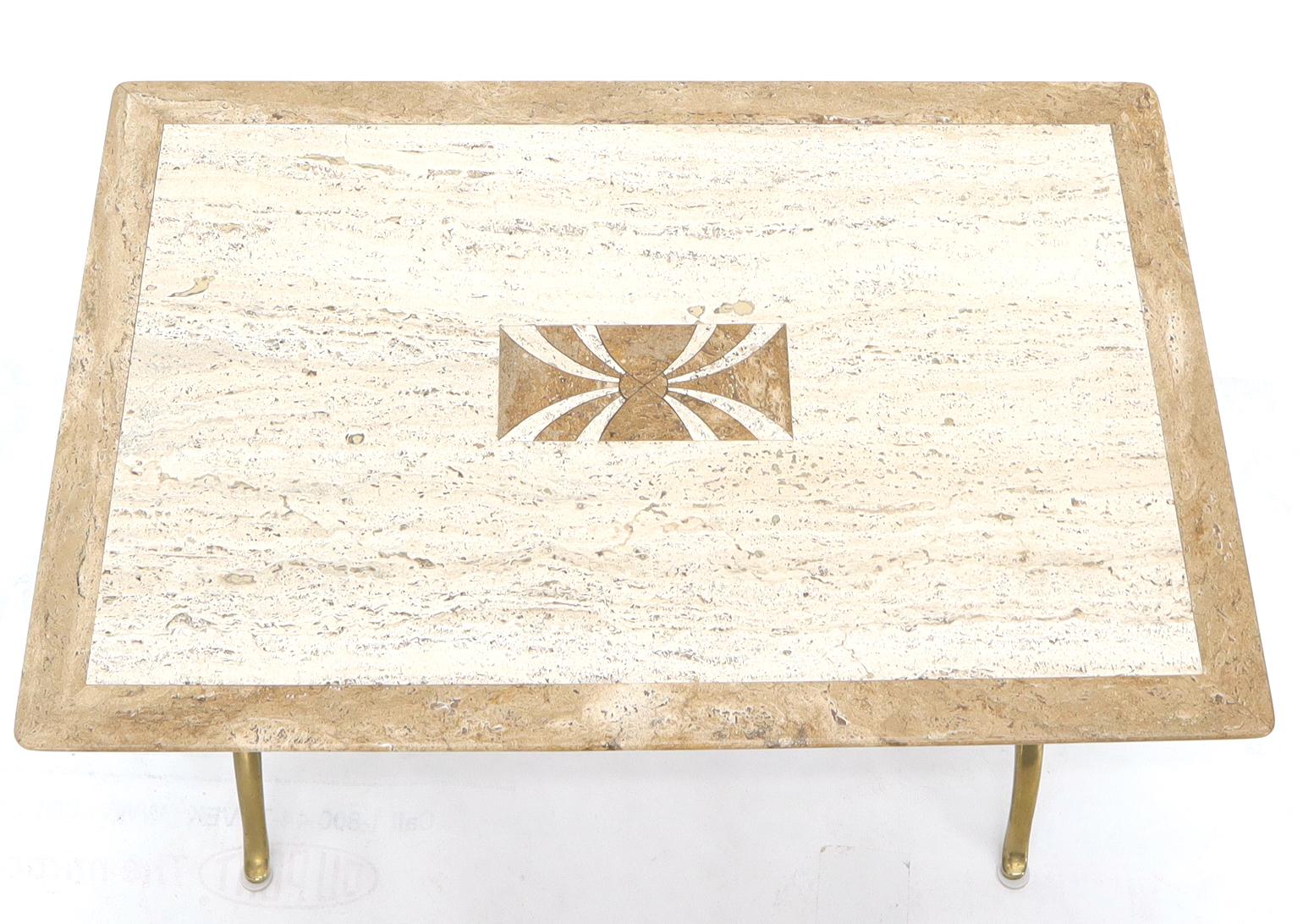 Pair of Italian Travertine Top X-Shape Base End Side Tables For Sale 2