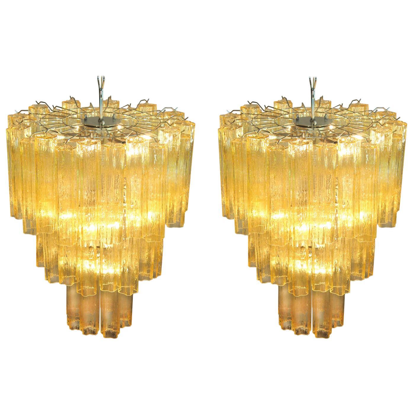 Pair of Italian Tronchi Chandelier Toni Zuccheri Style, Murano