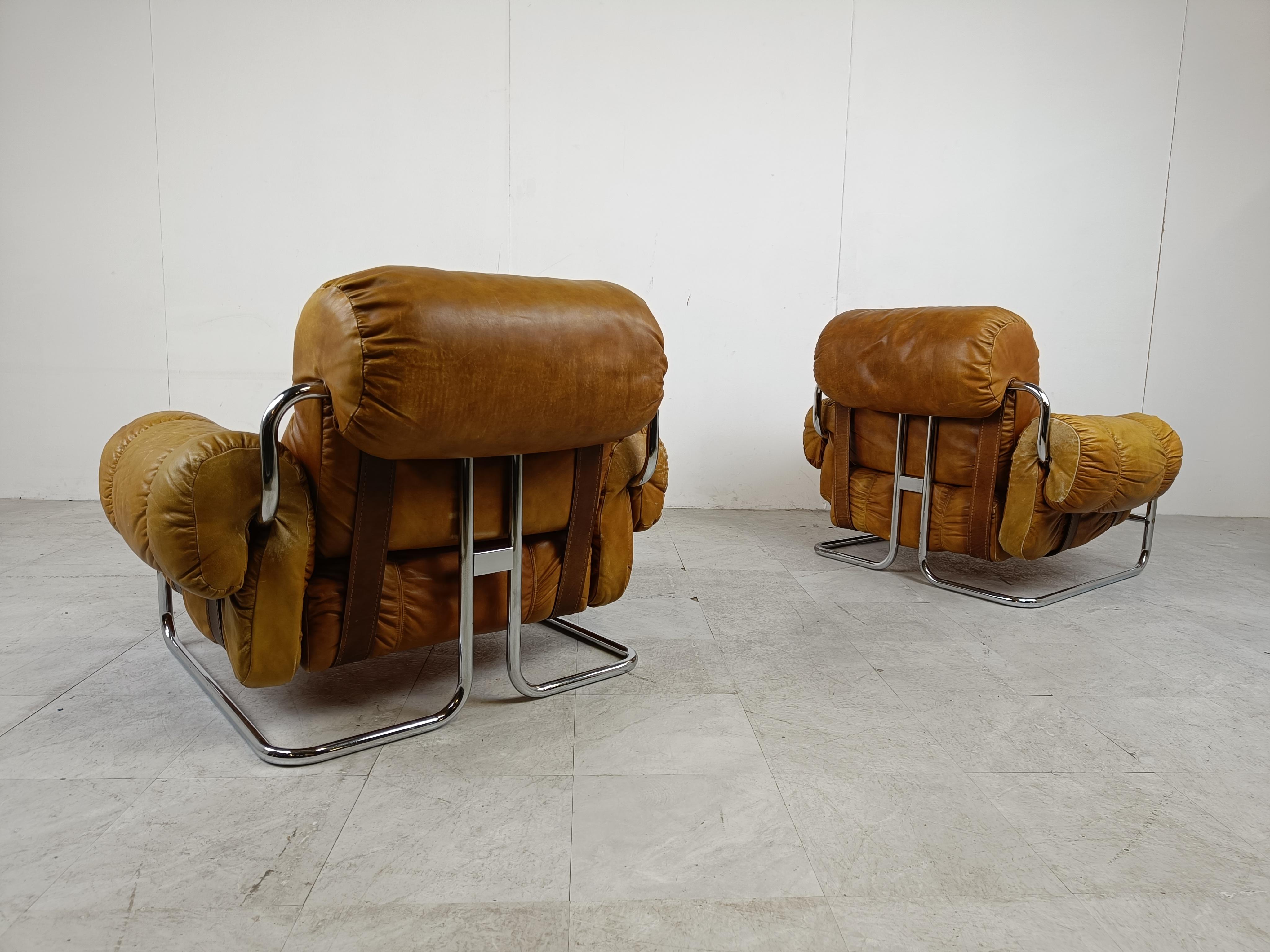 Pair of Italian “Tucroma” Armchairs by Guido Faleschini, 1970s 4