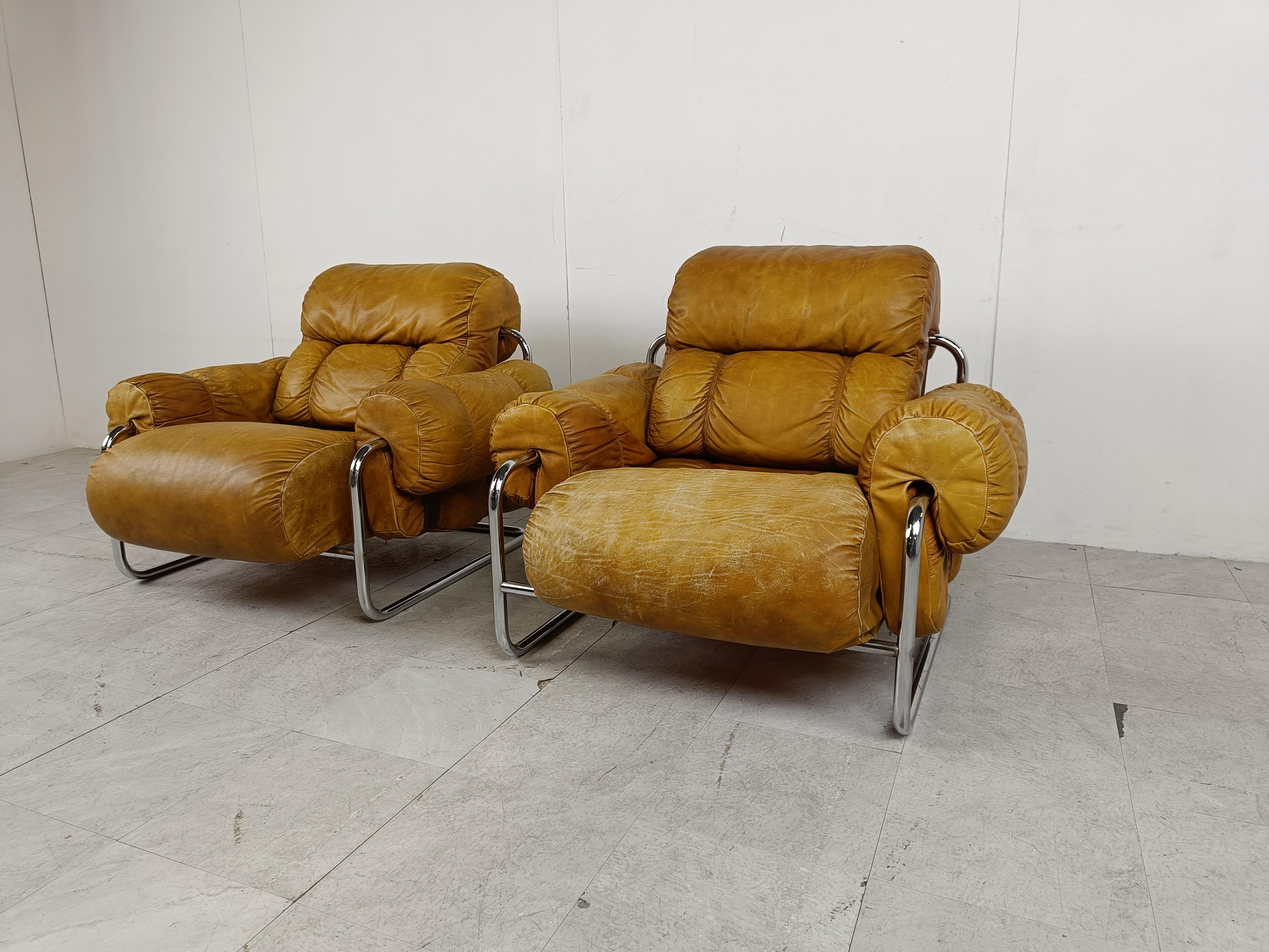 Pair of Italian “Tucroma” Armchairs by Guido Faleschini, 1970s 1
