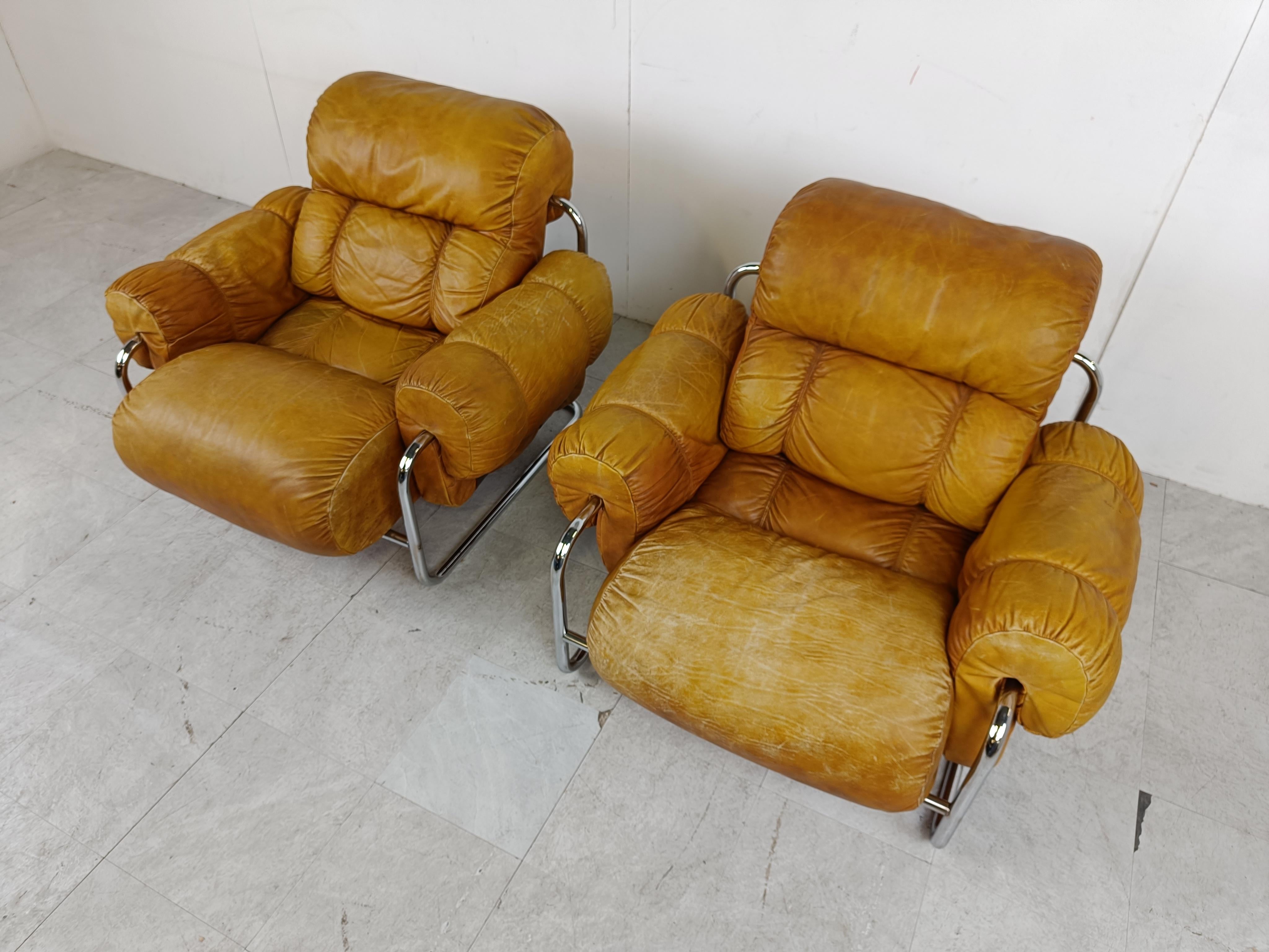 Pair of Italian “Tucroma” Armchairs by Guido Faleschini, 1970s 2