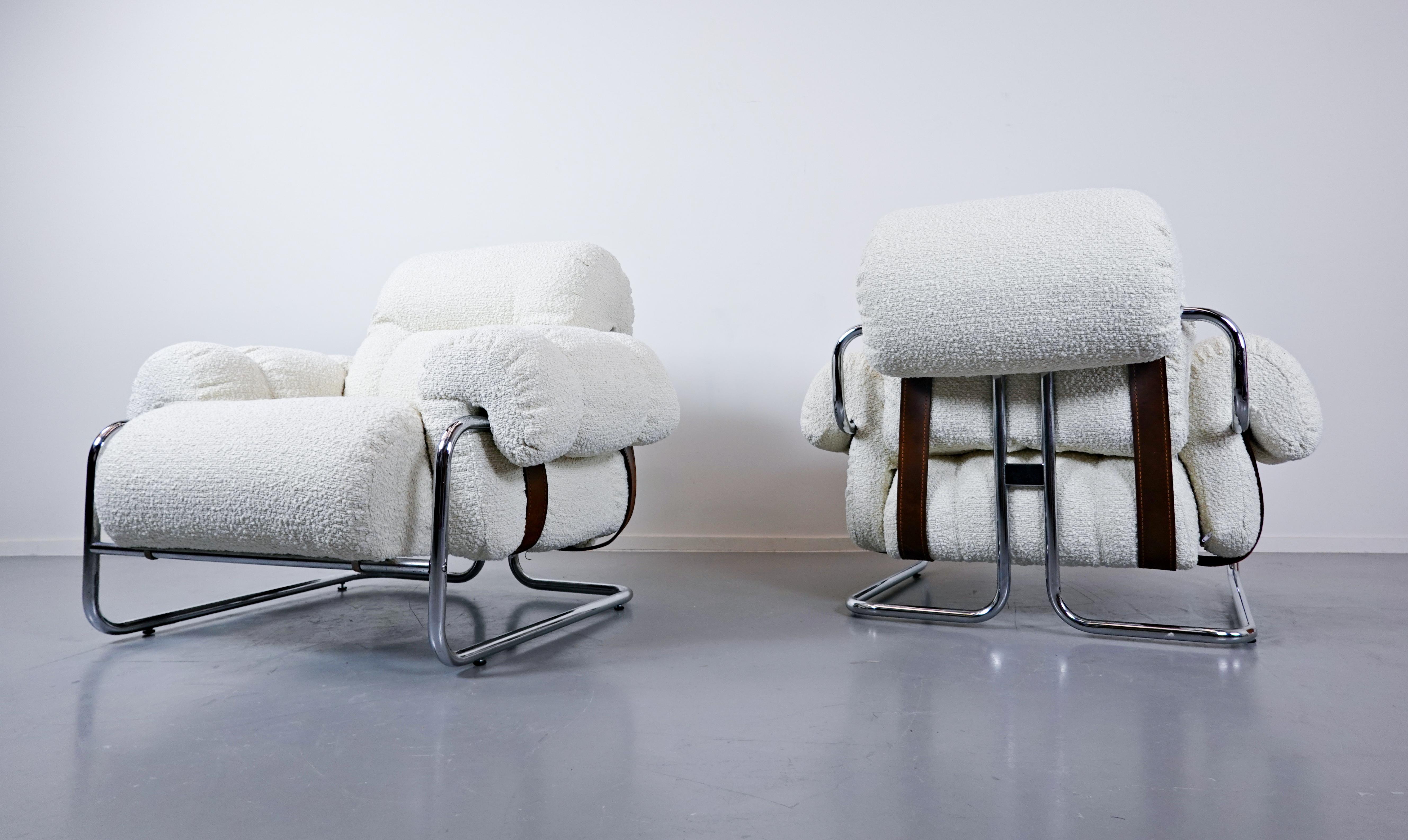 Pair of Italian “Tucroma” armchairs by Guido Faleschini for Mariani, 1970s.
