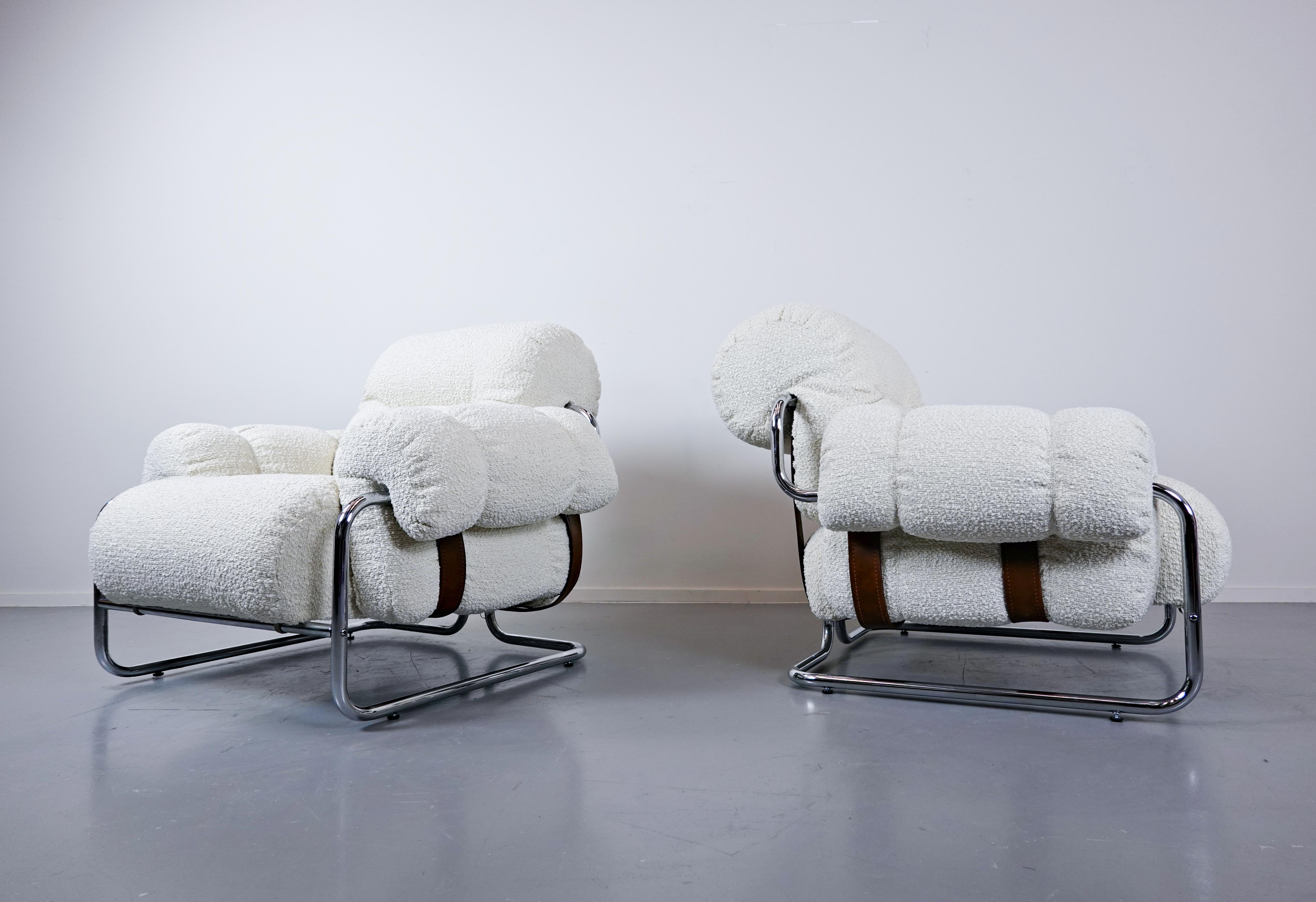 Mid-Century Modern Pair of Italian “Tucroma” Armchairs by Guido Faleschini for Mariani, 1970s