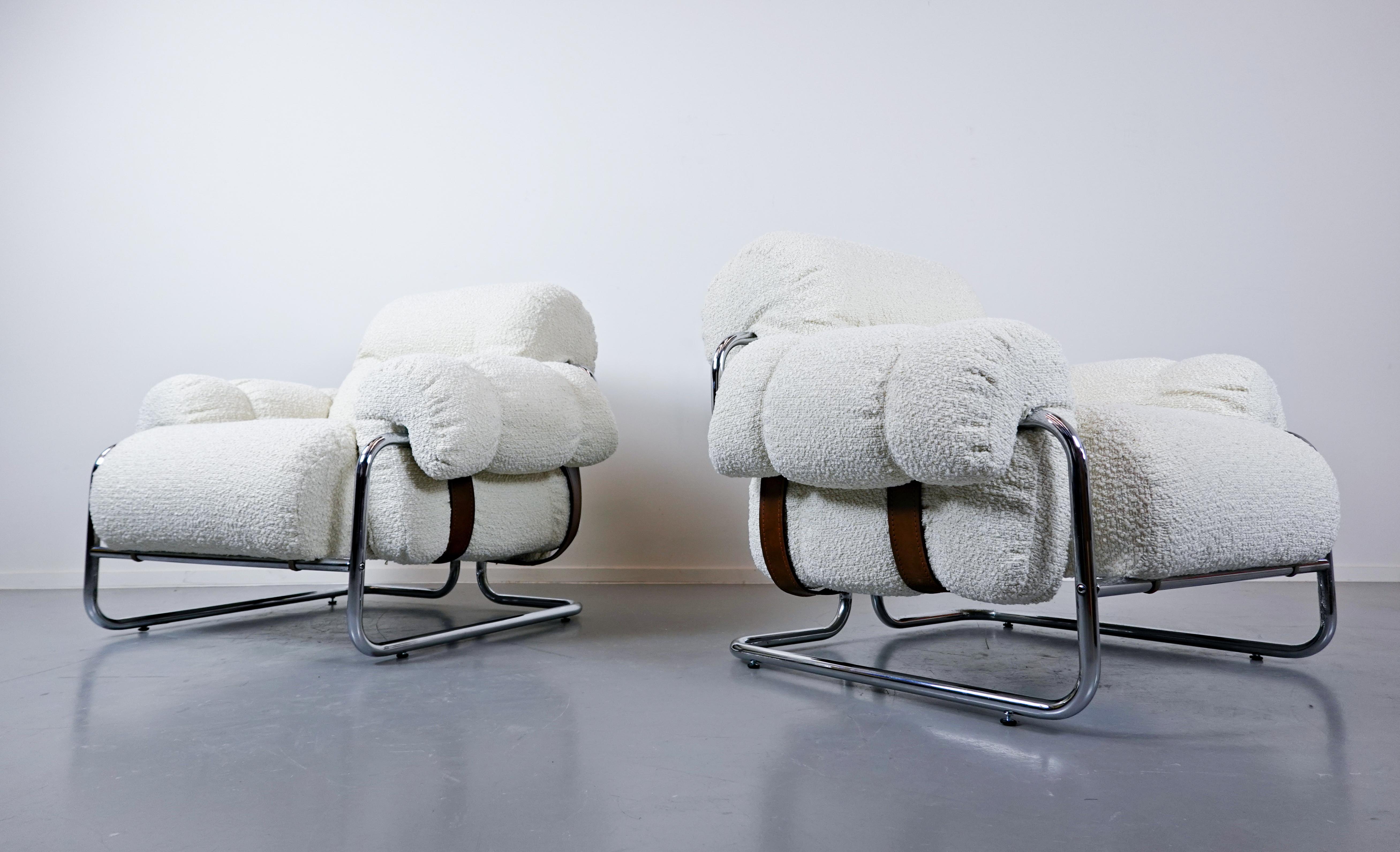 Pair of Italian “Tucroma” Armchairs by Guido Faleschini for Mariani, 1970s In Good Condition In Brussels, BE