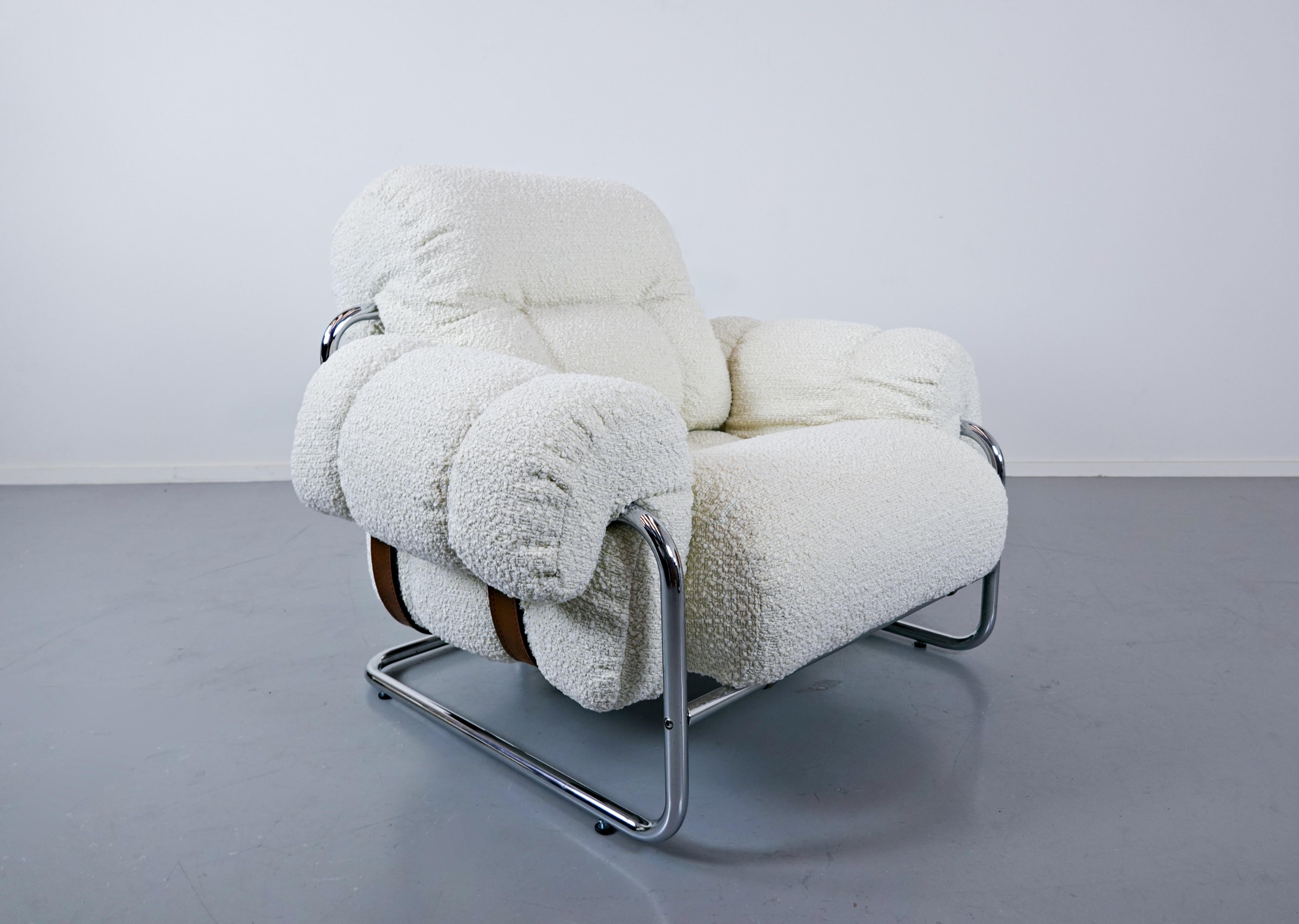 Steel Pair of Italian “Tucroma” Armchairs by Guido Faleschini for Mariani, 1970s