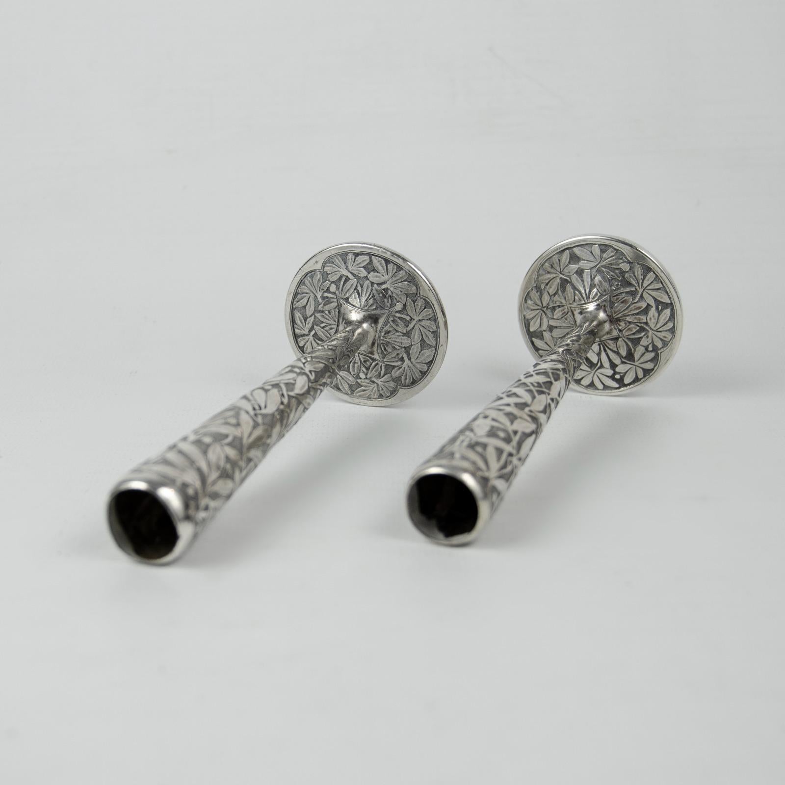 XX secolo Coppia di vasi a tulipano italiani, Art Nouveau, 900 A. Silver in vendita