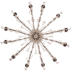 Pair of Italian Turn of the Century Iron and Crystal Venetian St. Chandeliers