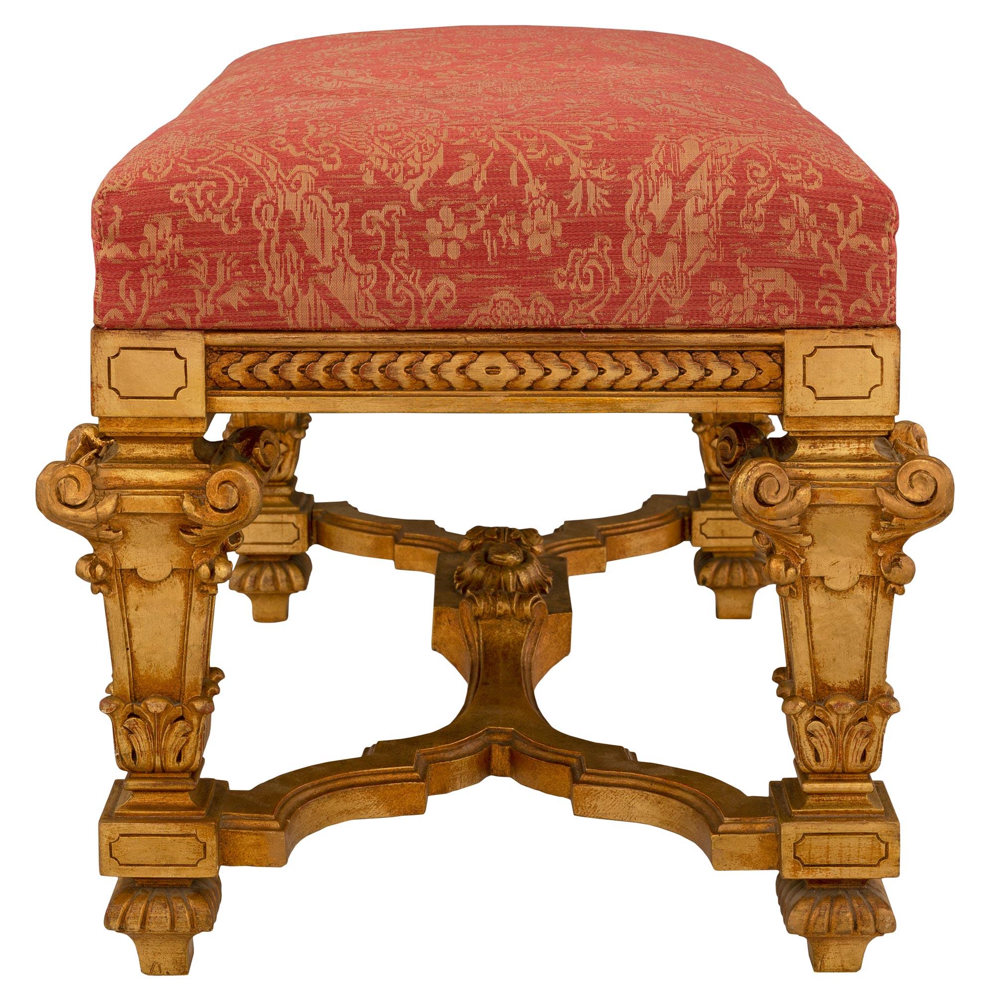 Pair of Italian Turn-of-the-century Louis XIV St. Mecca Benches In Good Condition For Sale In West Palm Beach, FL