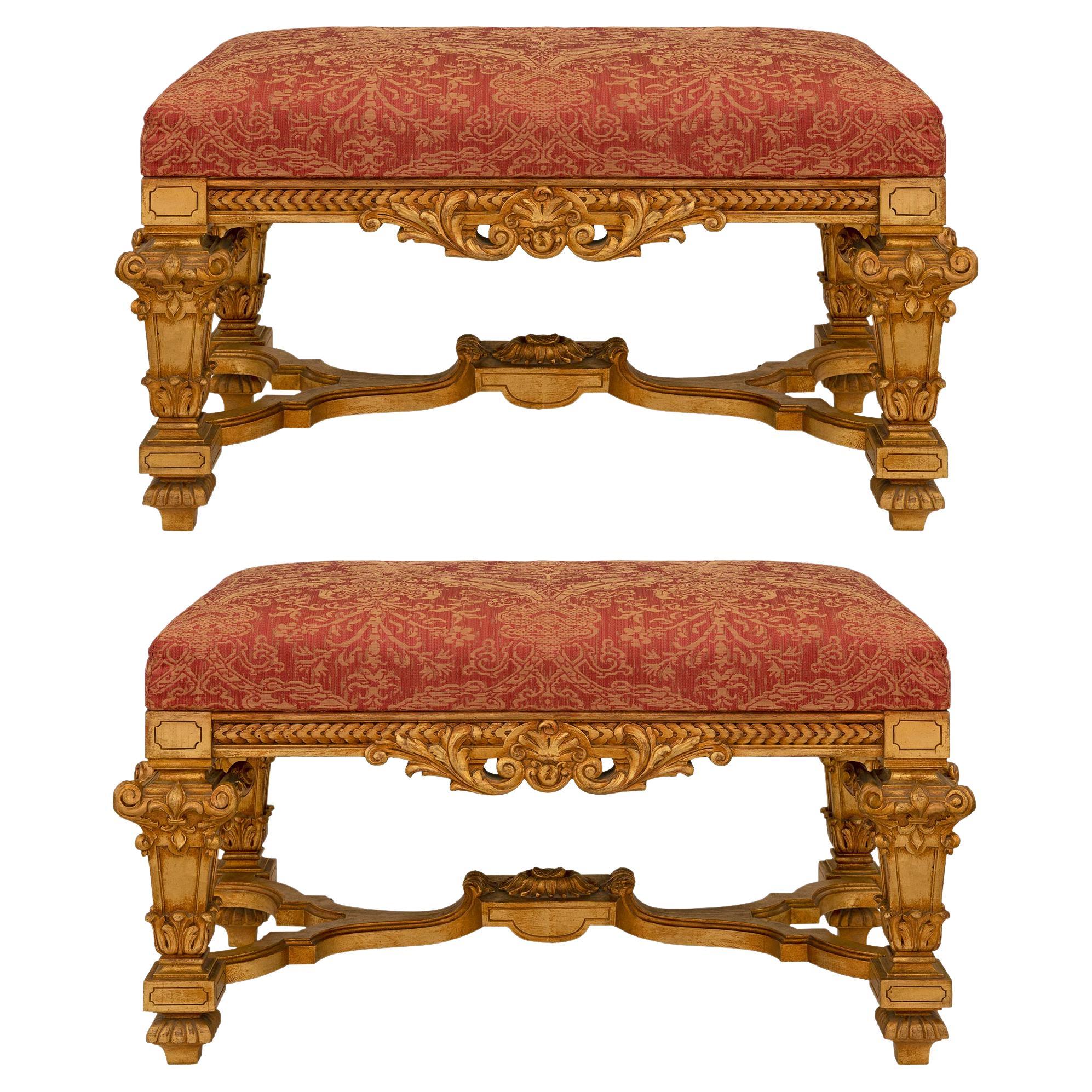 Pair of Italian Turn-of-the-century Louis XIV St. Mecca Benches For Sale