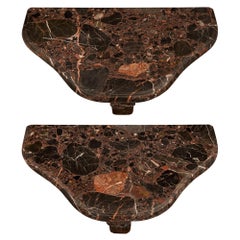 Pair of Italian Turn of the Century Louis XV St. Brèche Marble Consoles