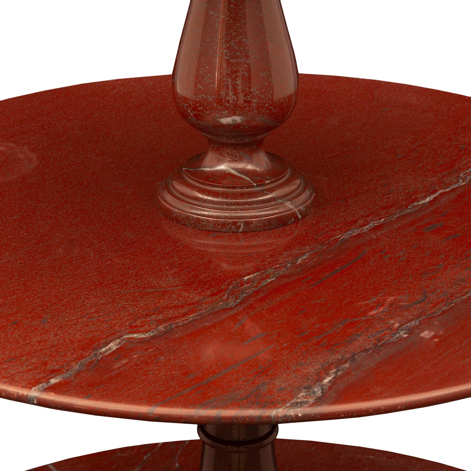 Pair of Italian Turn of the Century Marble Three-Tier Tables For Sale 2