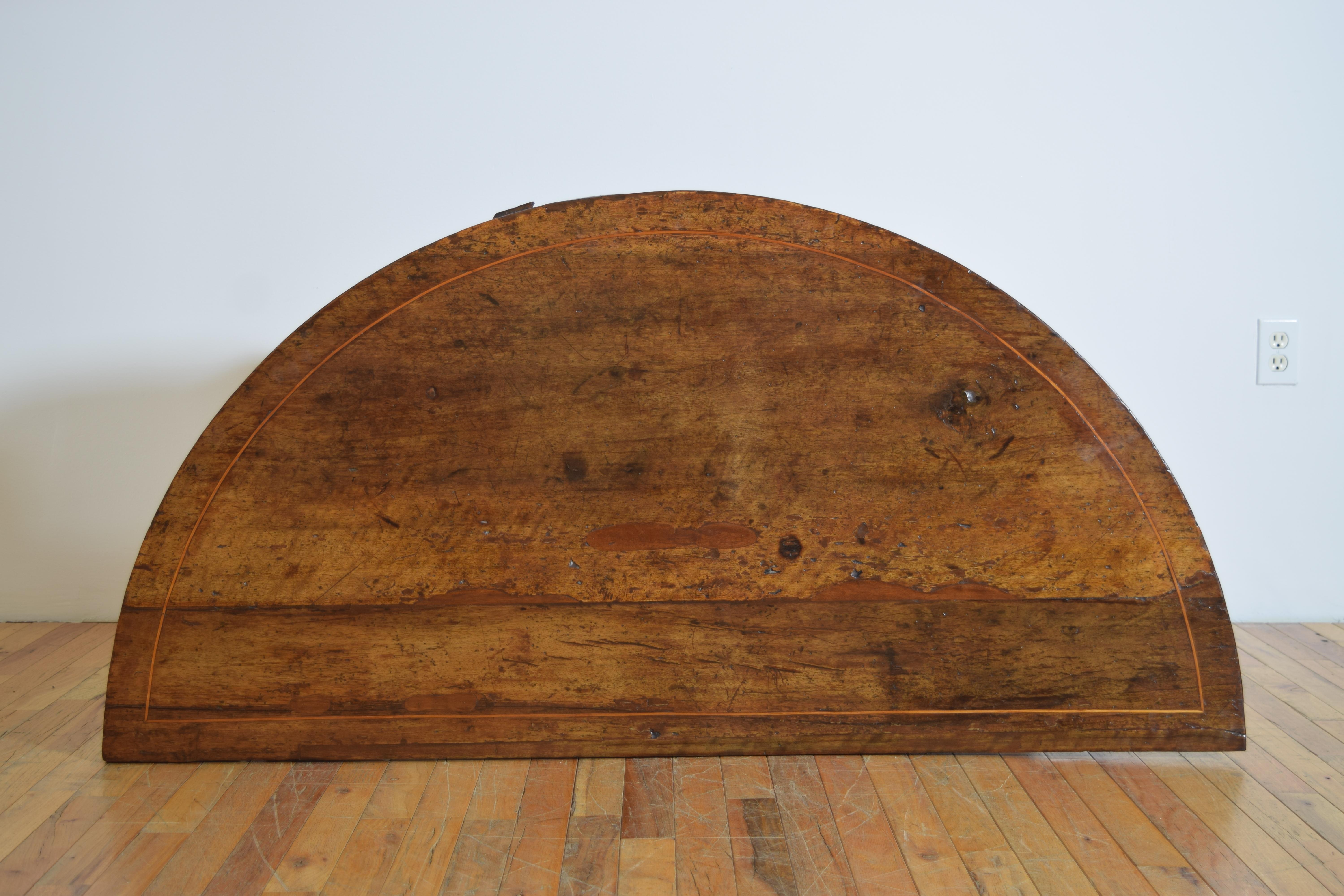 Pair of Italian, Tuscany, Shaped & Inlaid Demilune Console Tables, Mid-17th C. 4