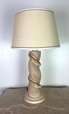 19th Century Baroque Style Distressed Italian Twisted Column Lamps