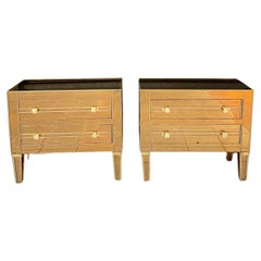 Pair of Italian two-drawer chests of drawers from the 1980s in tinted glass