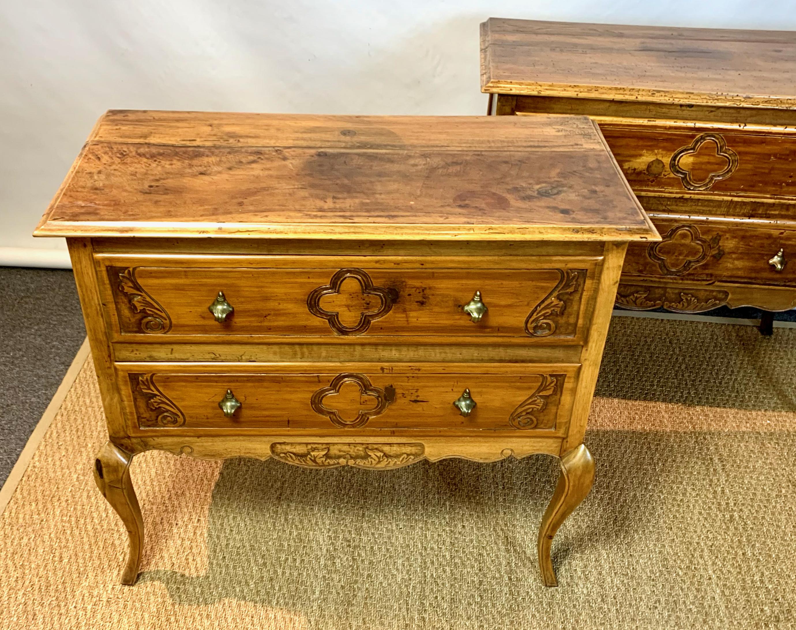 Louis XV Pair of Italian Two-Drawer Chests or Bedside Tables