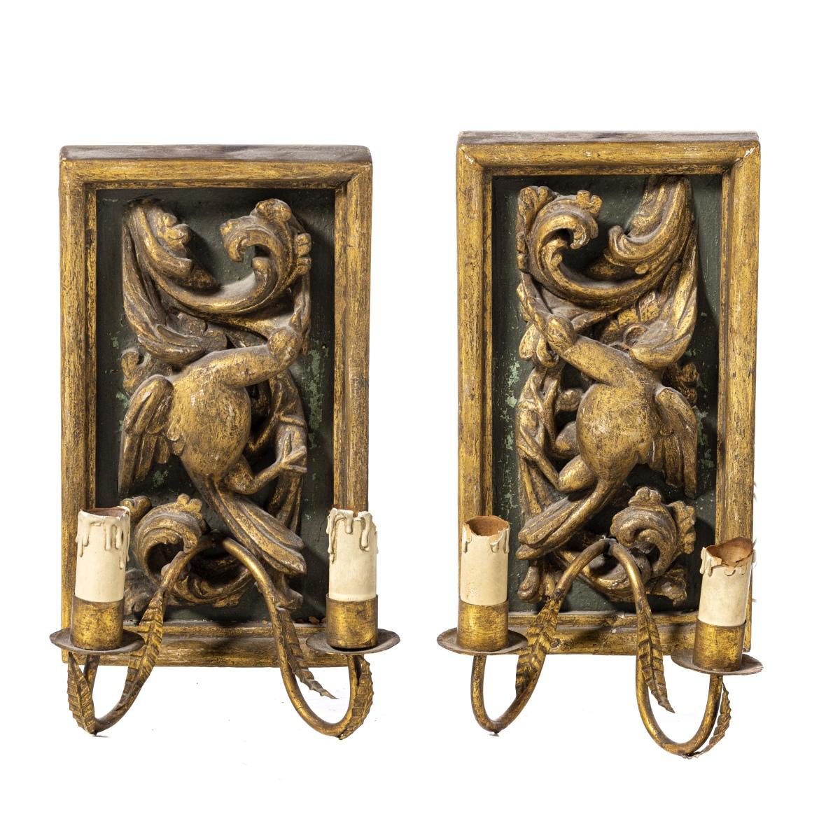 Italian PAIR OF ITALIAN TWO-LUME APPLIQUES 18th Century For Sale