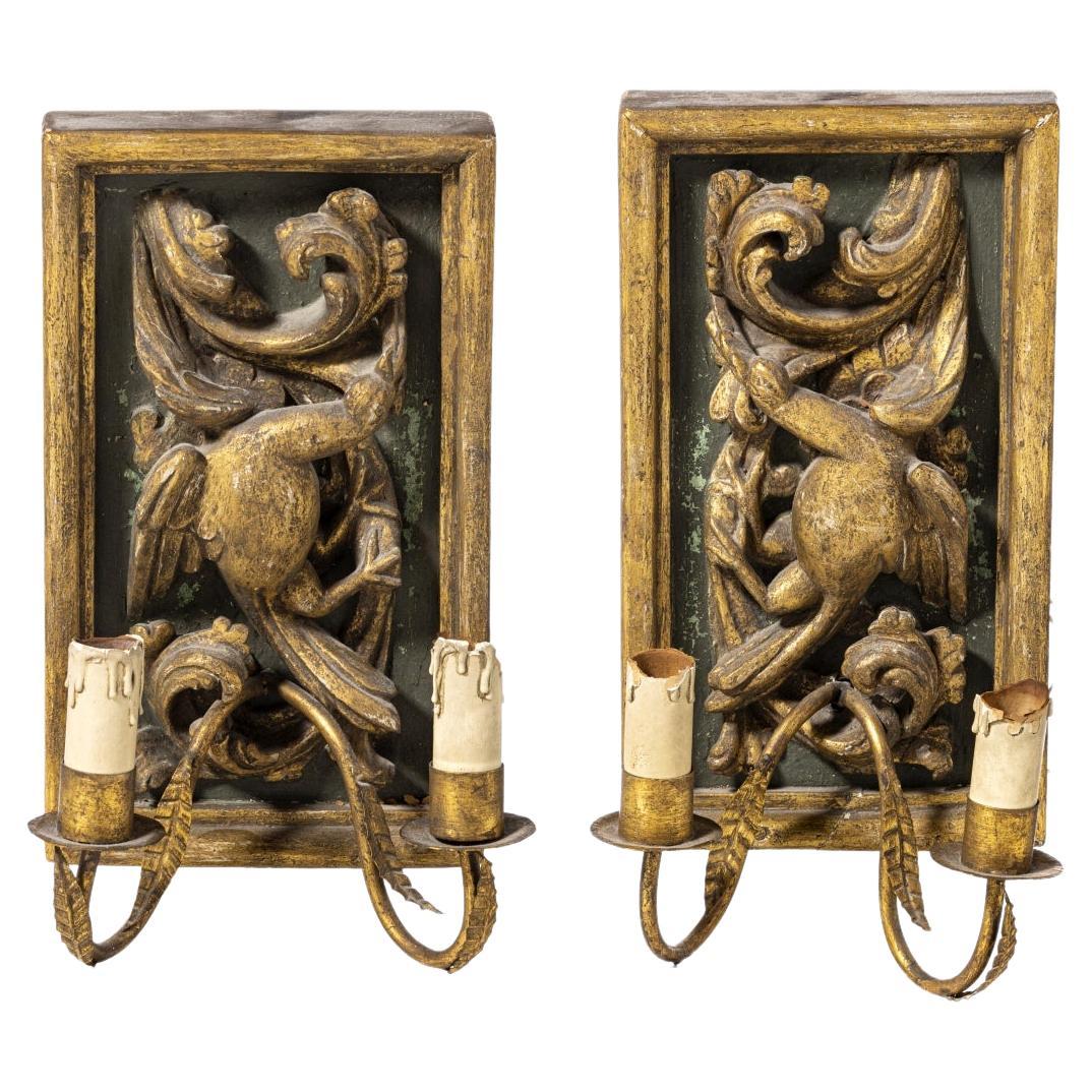 PAIR OF ITALIAN TWO-LUME APPLIQUES 18th Century For Sale