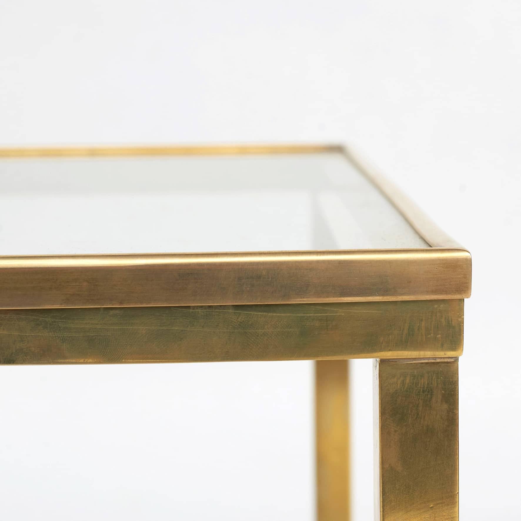 Mid-20th Century Pair of Italian Two-Tier Brass Side Tables