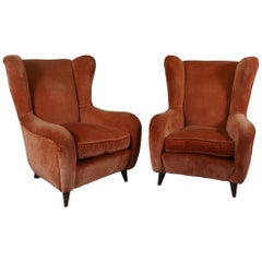 Pair of Italian Upholstered Club Chairs