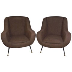 Pair of Italian Upholstered Club Chairs Pair of Italian Upholstered Club Chairs