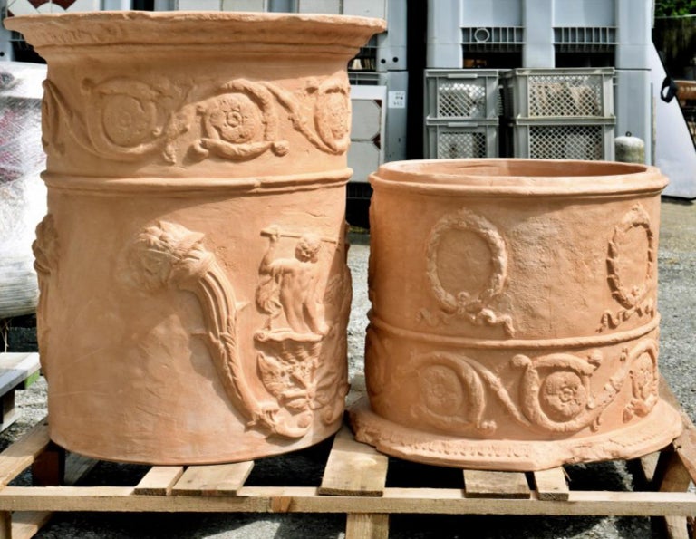 Pair of Italian Vase of Neptune, Cylindrical, Early 20th Century For